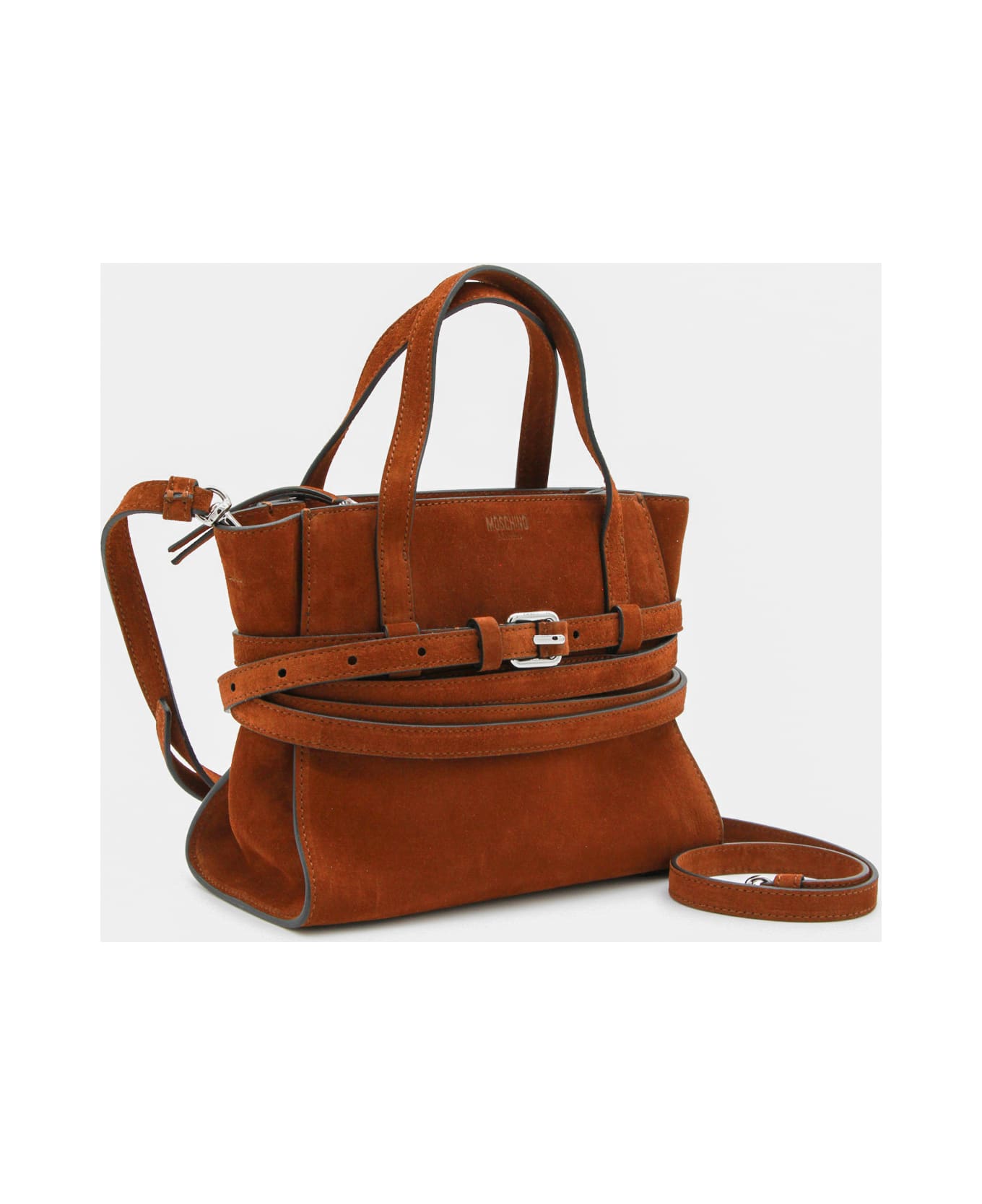 Moschino Brown Leather Tie Me Top Handle Bag - Brown
