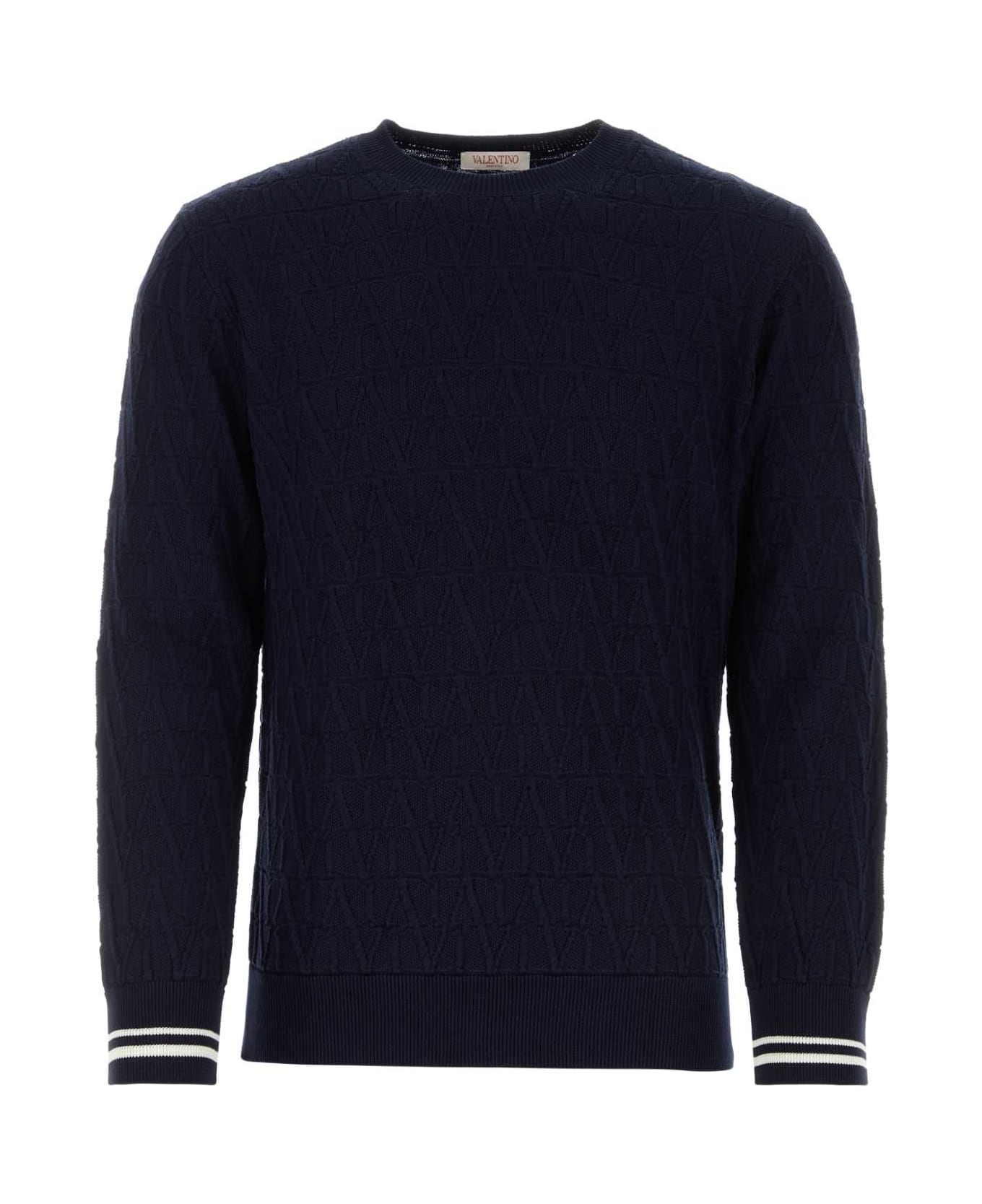 Valentino Garavani Dark Blue Cotton Sweater - STTOILEICONOGRAPHNAVYNAVYAVORIO