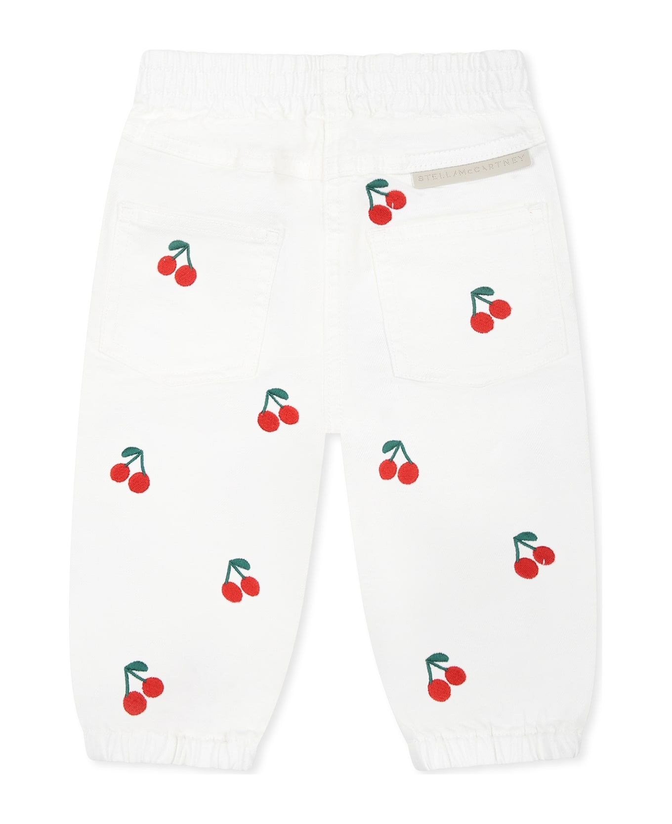 Stella McCartney Kids White Jeans For Girl With Cherries - White