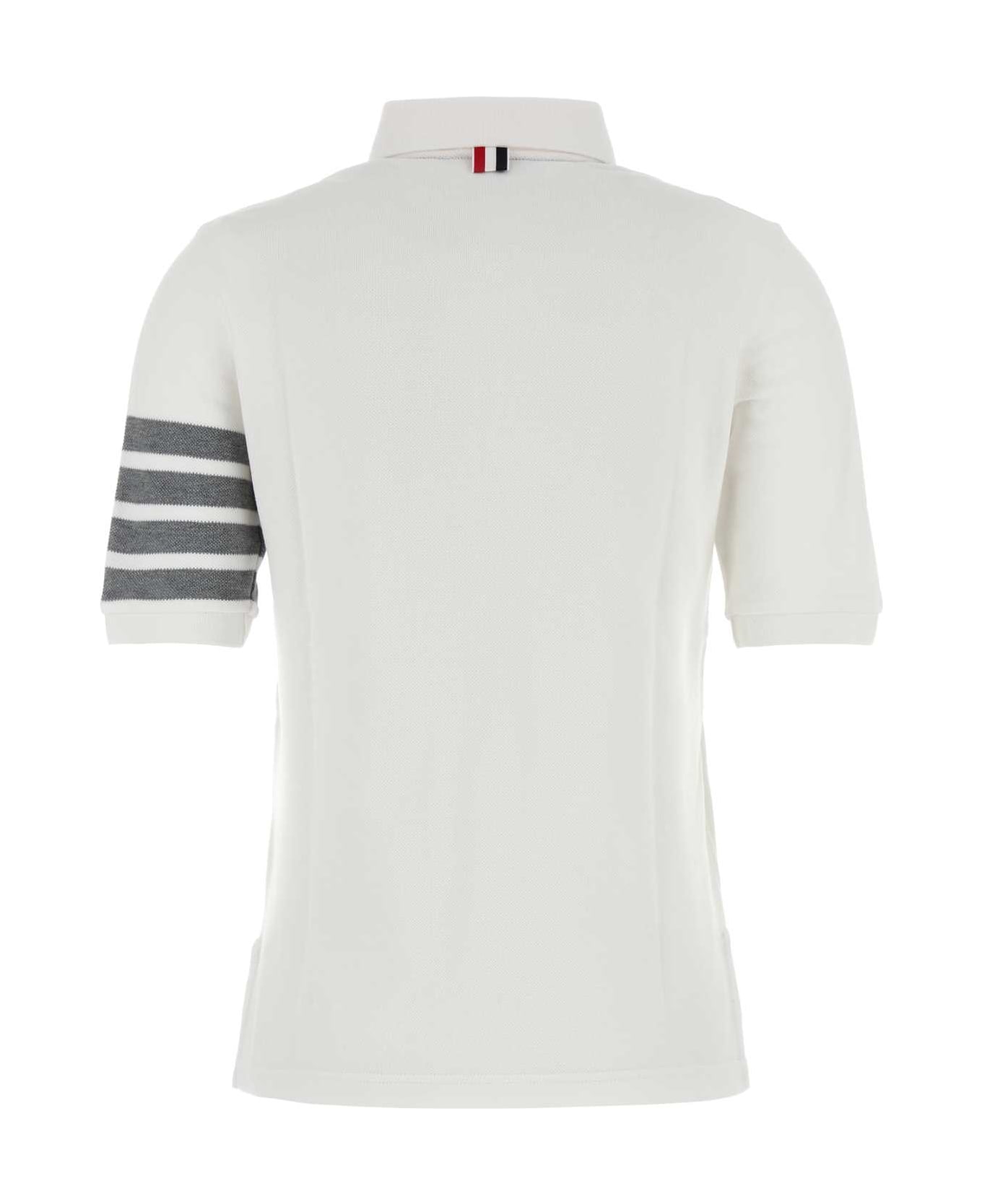 Thom Browne White Piquet Polo Shirt - White