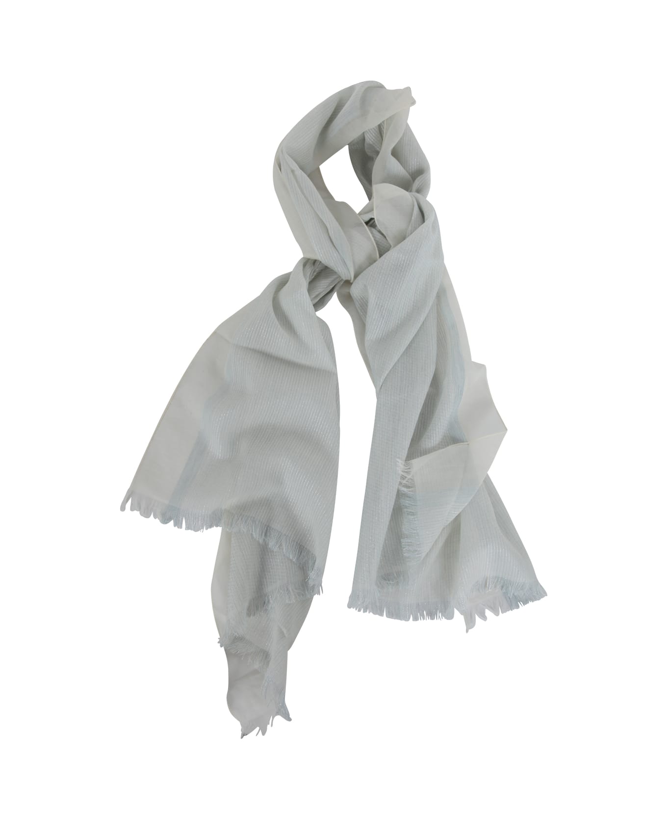 Emporio Armani Lurex Striped Stole - White スカーフ＆ストール