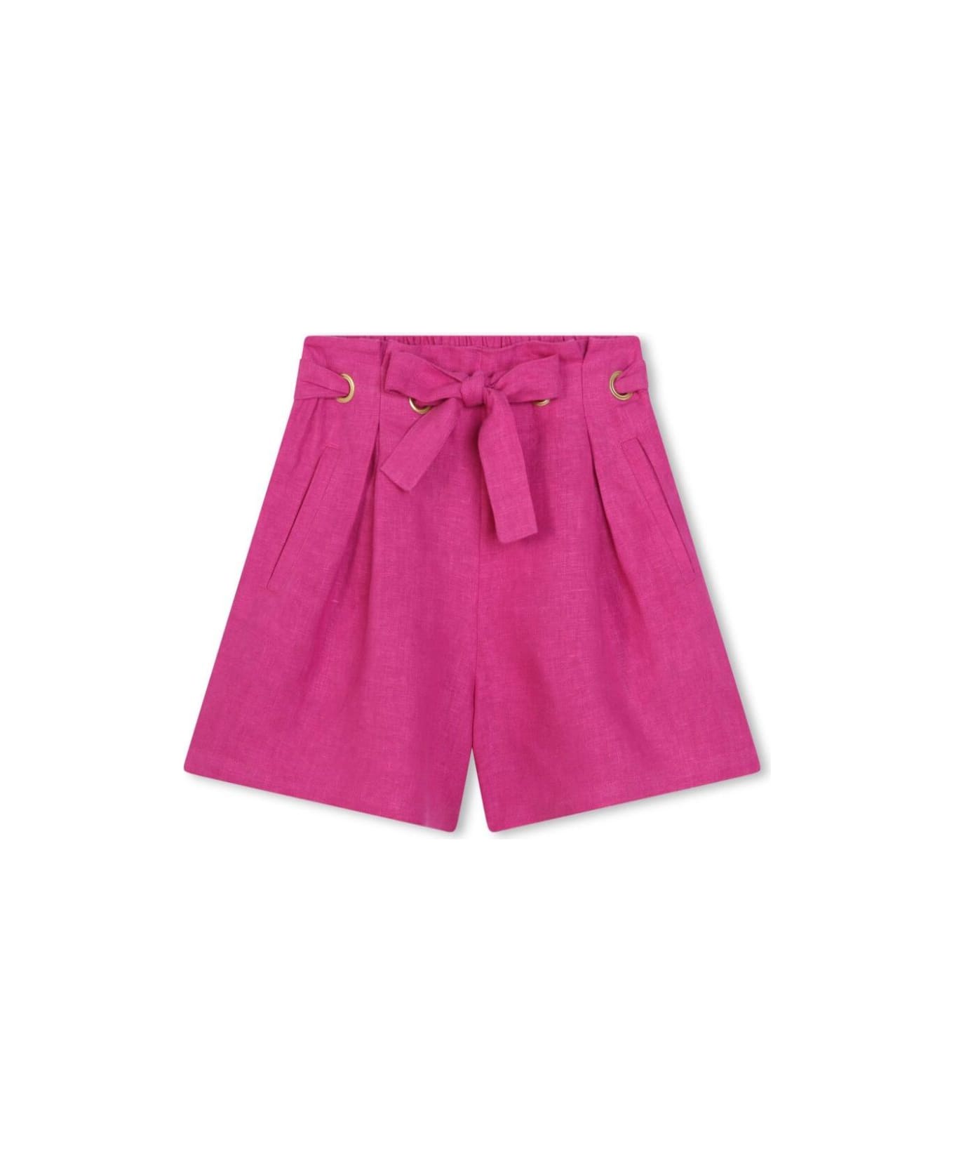 Chloé Fuchsia Bermuda Shorts With Drawstring In Cotton Girl - Pink