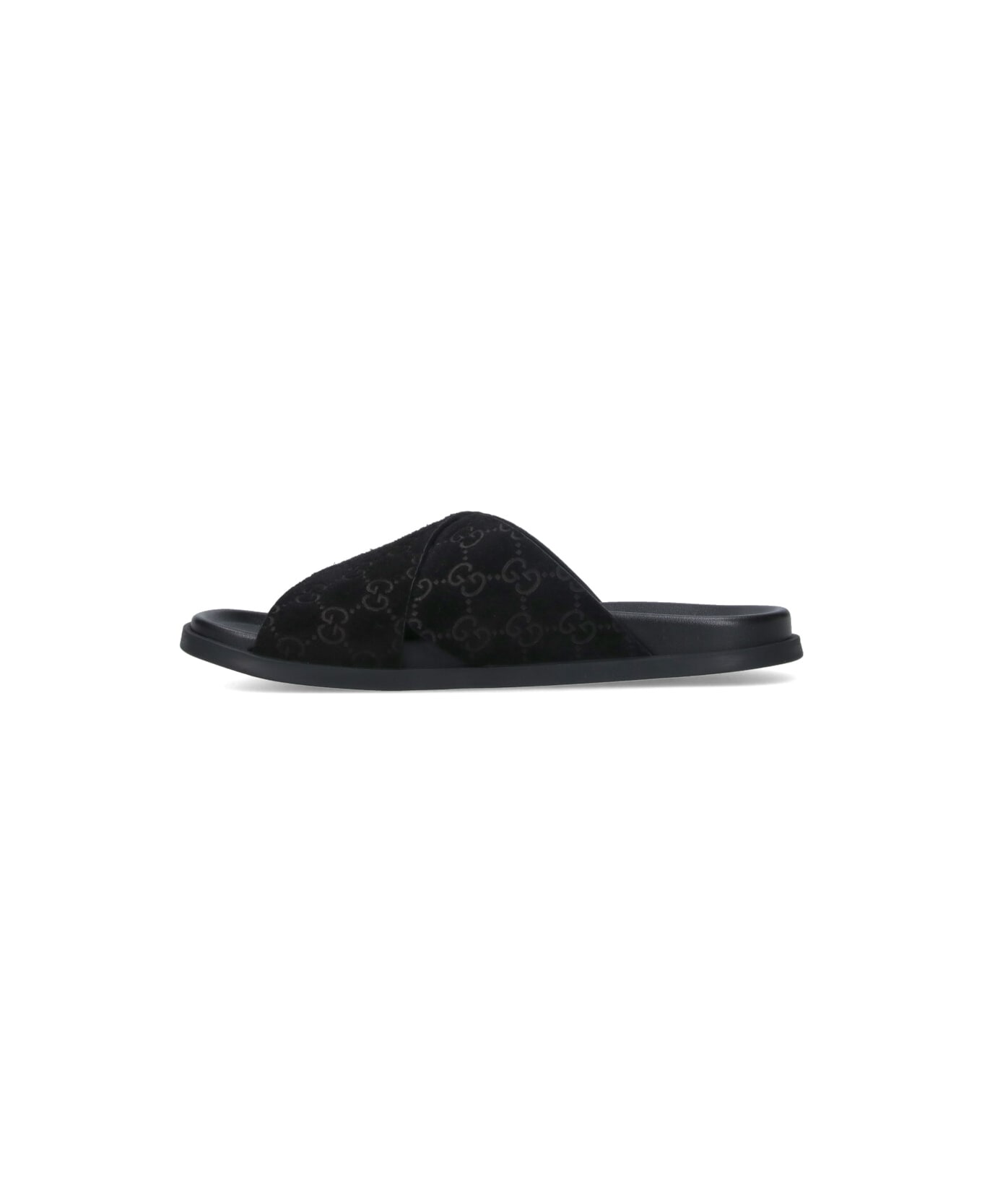 Gucci "gg" Slide Sandals - Black  