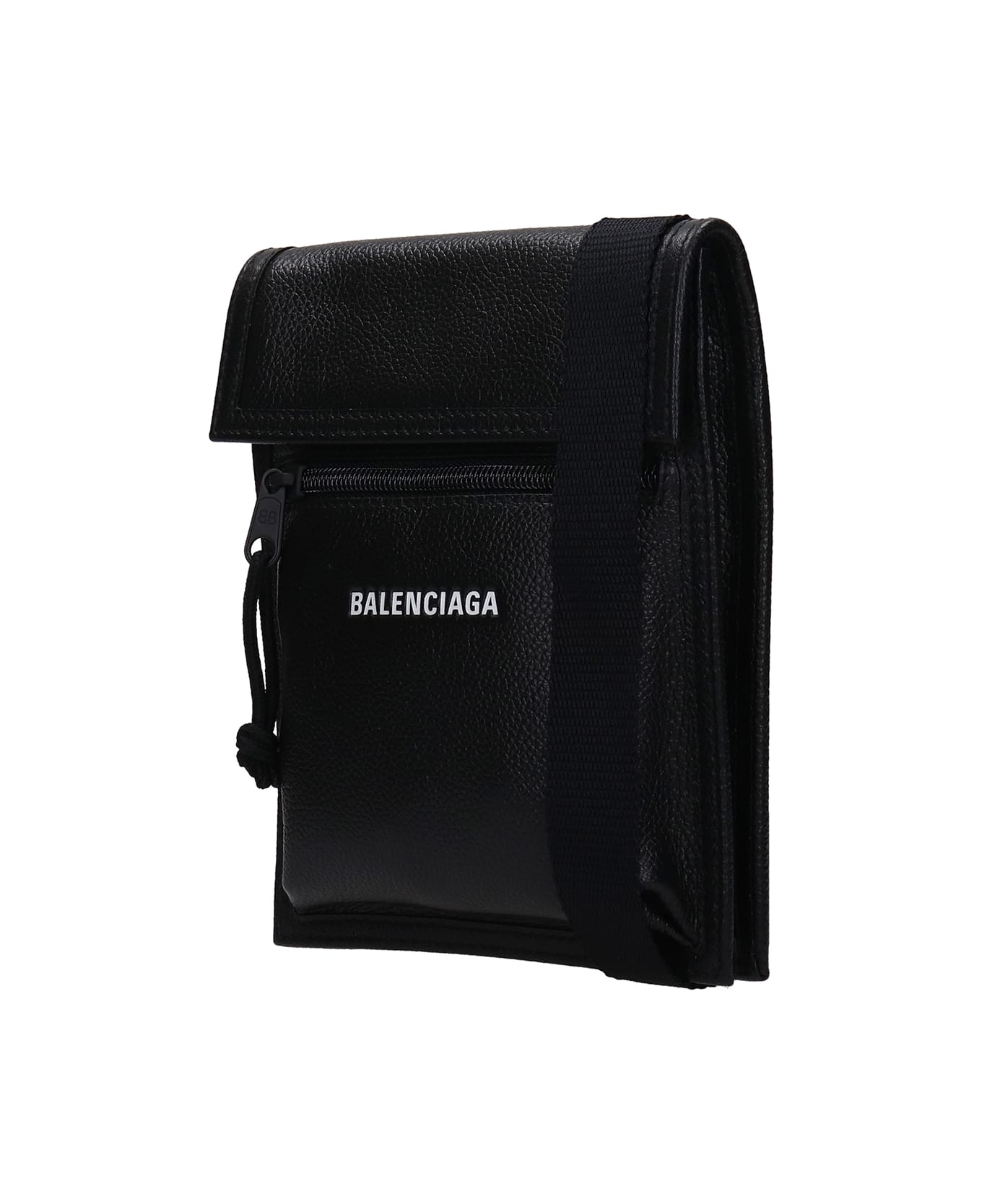 Balenciaga Waist Bag In Black Leather - black