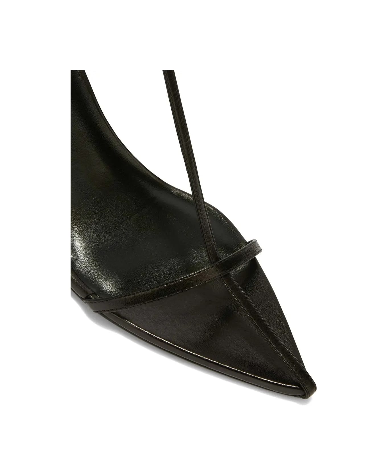 Jil Sander Black Leather Pointed Sandals With Straps - Black