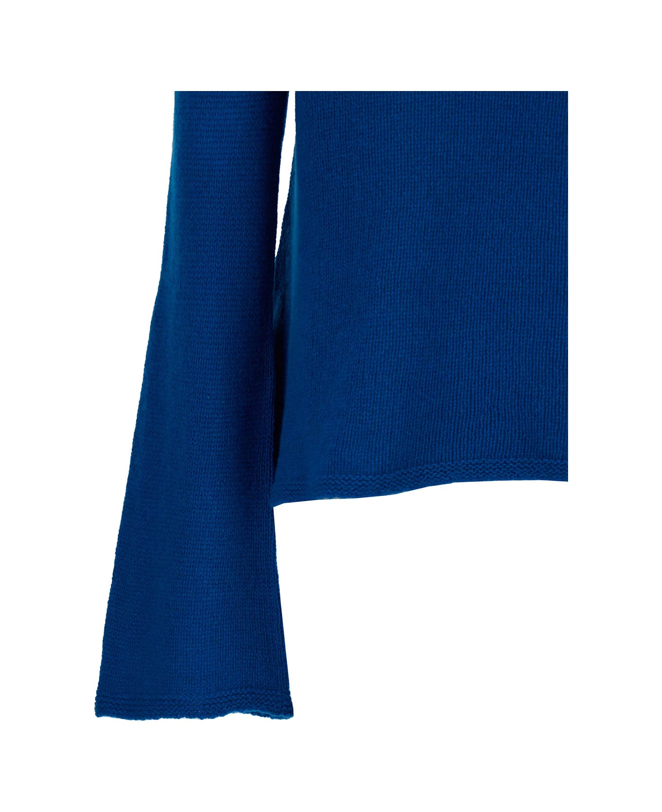 SEMICOUTURE 'ginger' Blue Turtleneck With Flare Sleeves In Fabric Woman - Blu