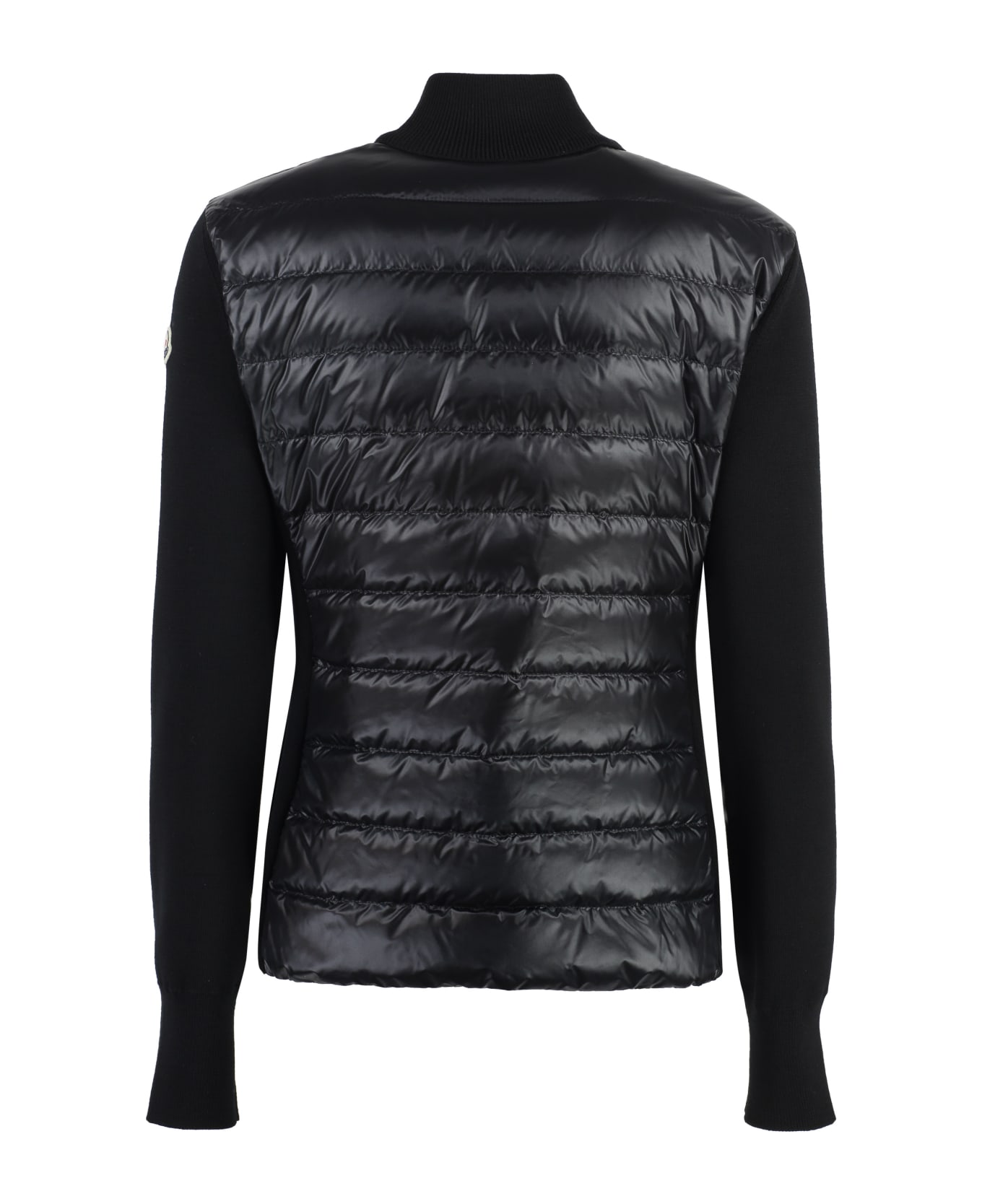 Moncler Cardigan With Nylon Panels - black