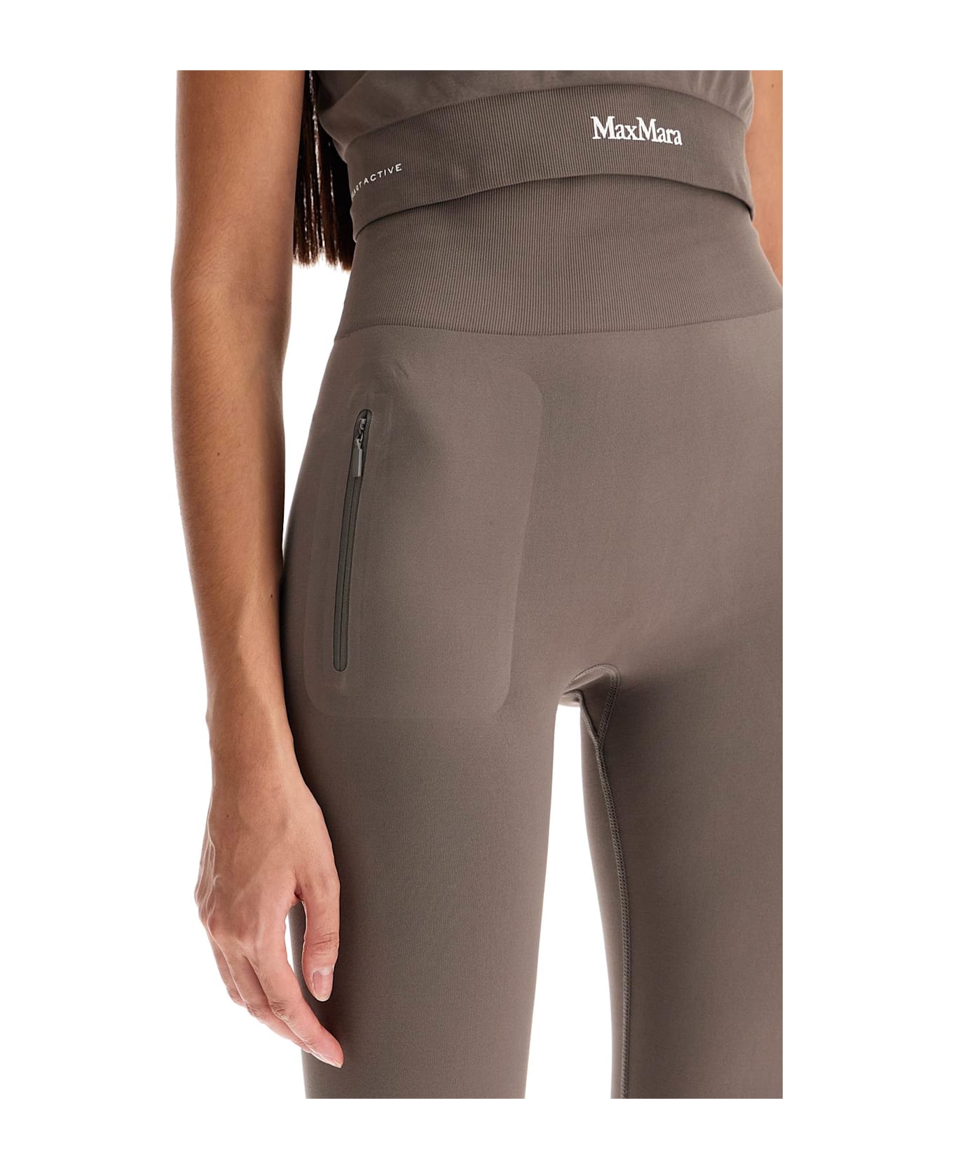 Max Mara 'fire' Sport Leggings With Logo Print - NOCCIOLA (Brown)