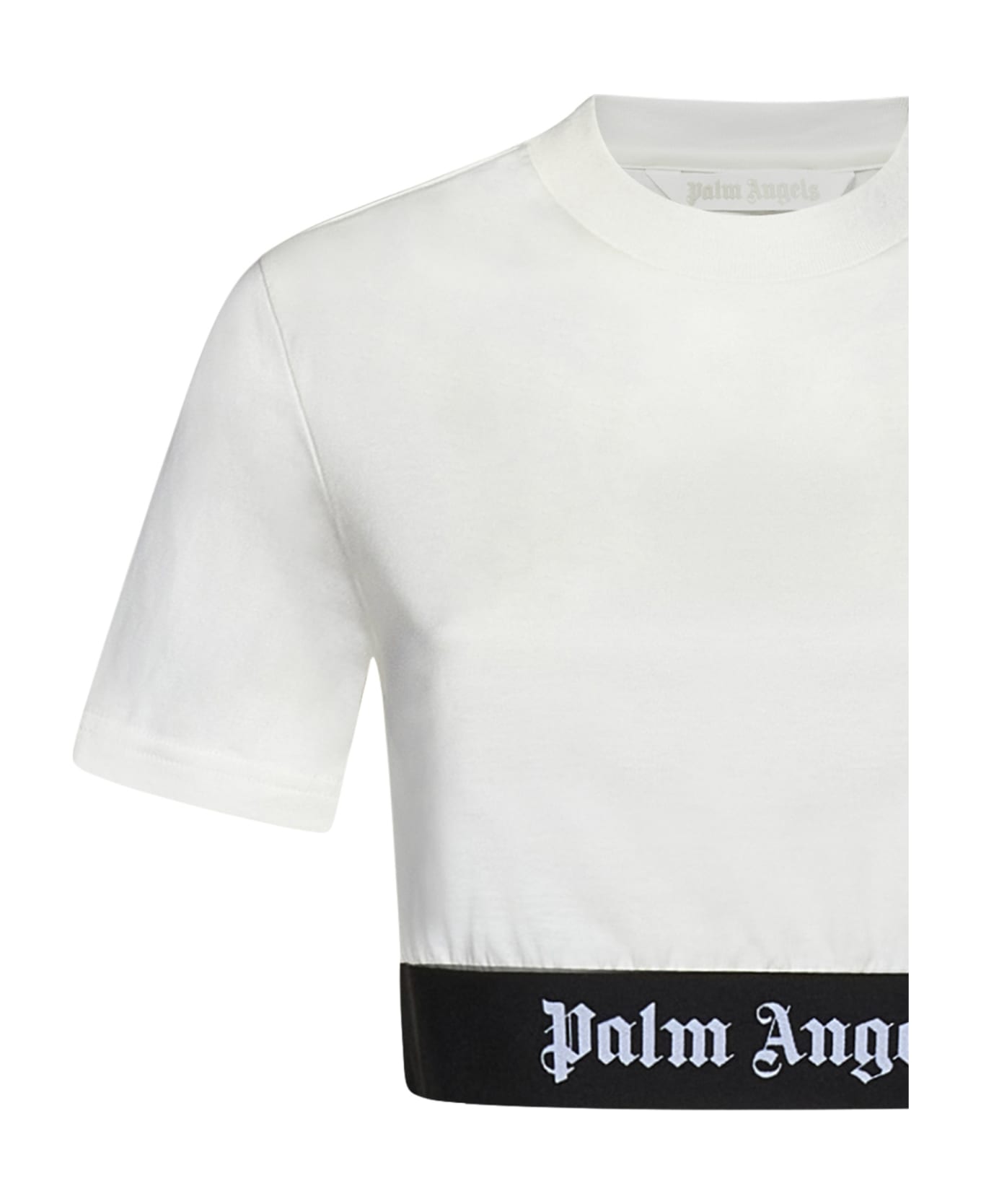 Palm Angels Logo Tape Crop T-shirt - White