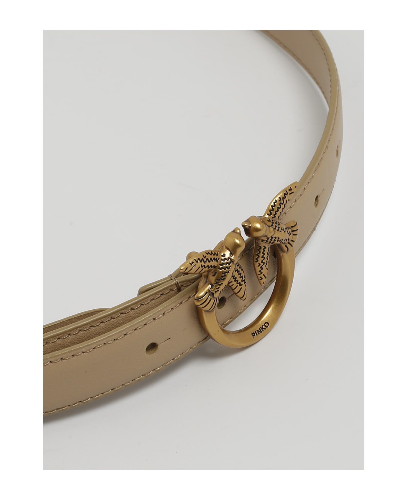 Pinko Love Birds Belt - Beige safari-antique gold