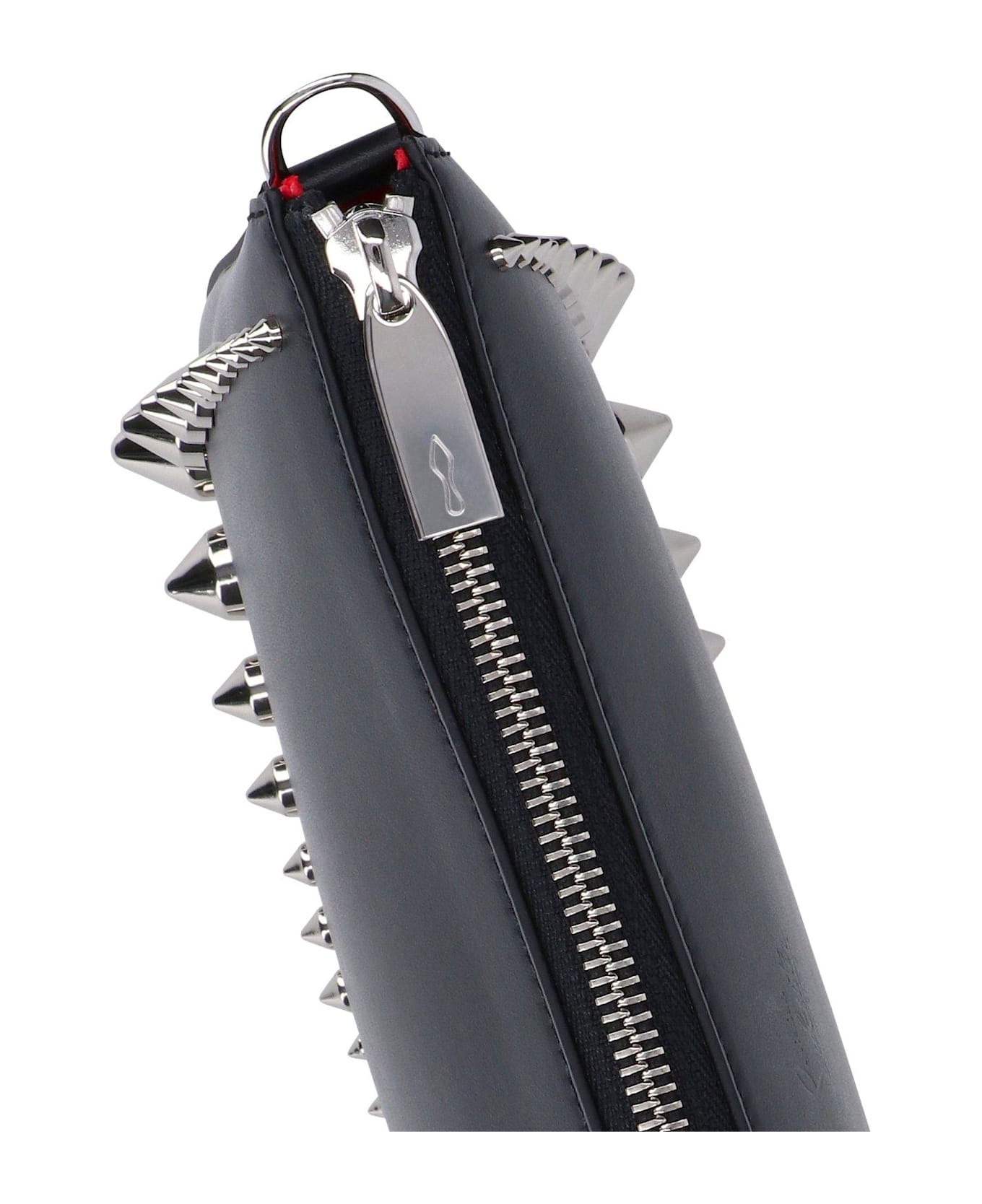 Christian Louboutin Logo Debossed Spike Embellished Clutch Bag - Black