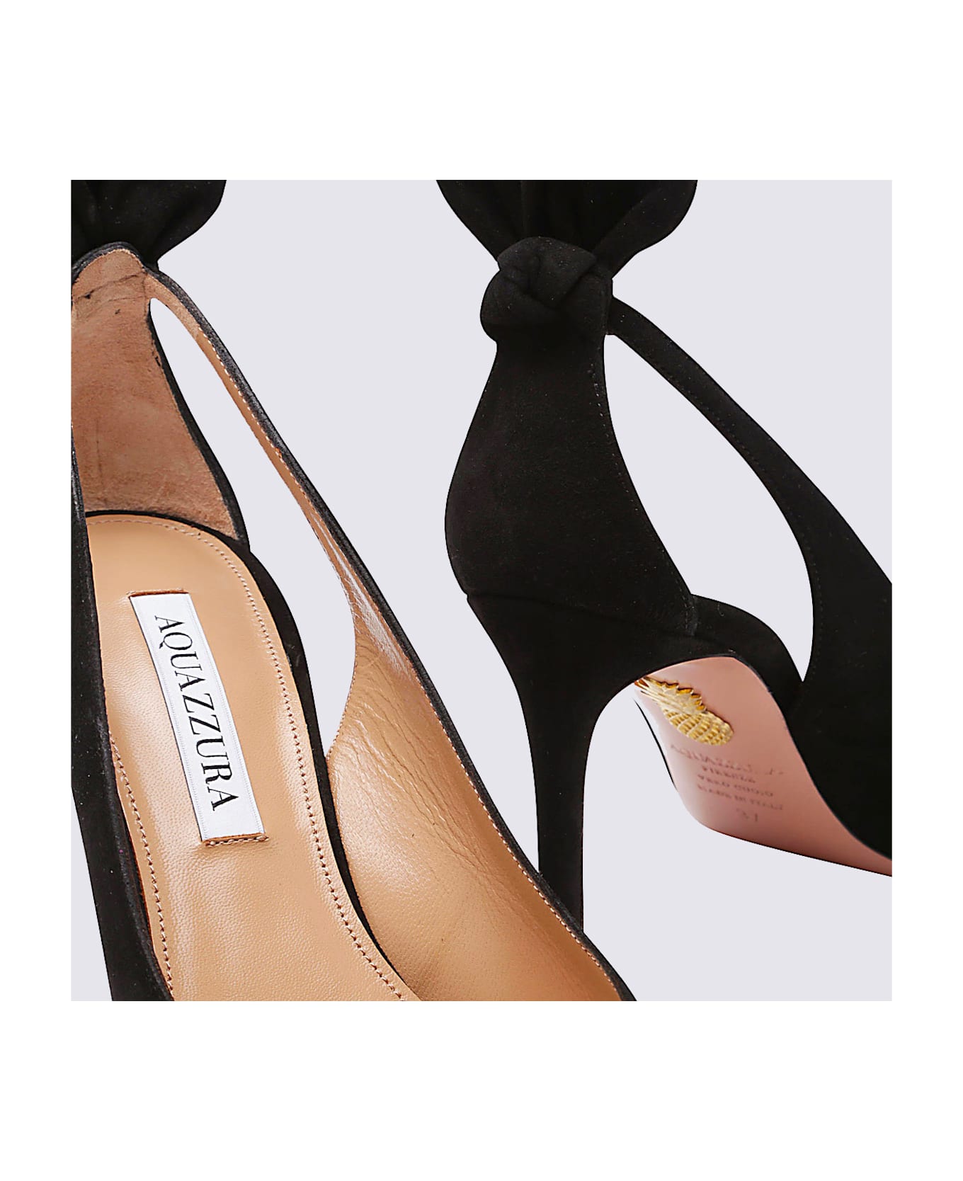 Aquazzura Black Suede Bow Tie Pumps - Black