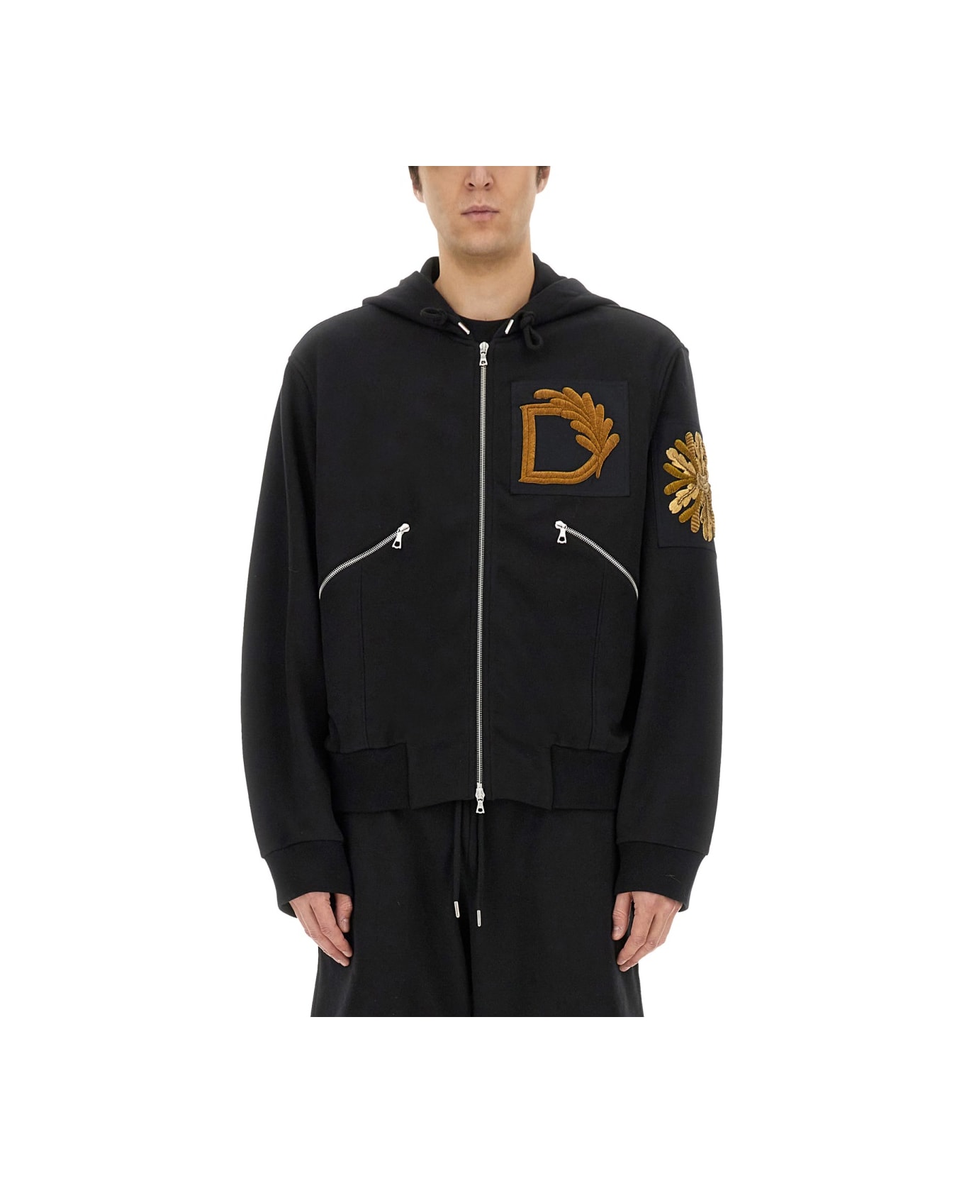 Dries Van Noten Sweatshirt With Embroidery - BLACK