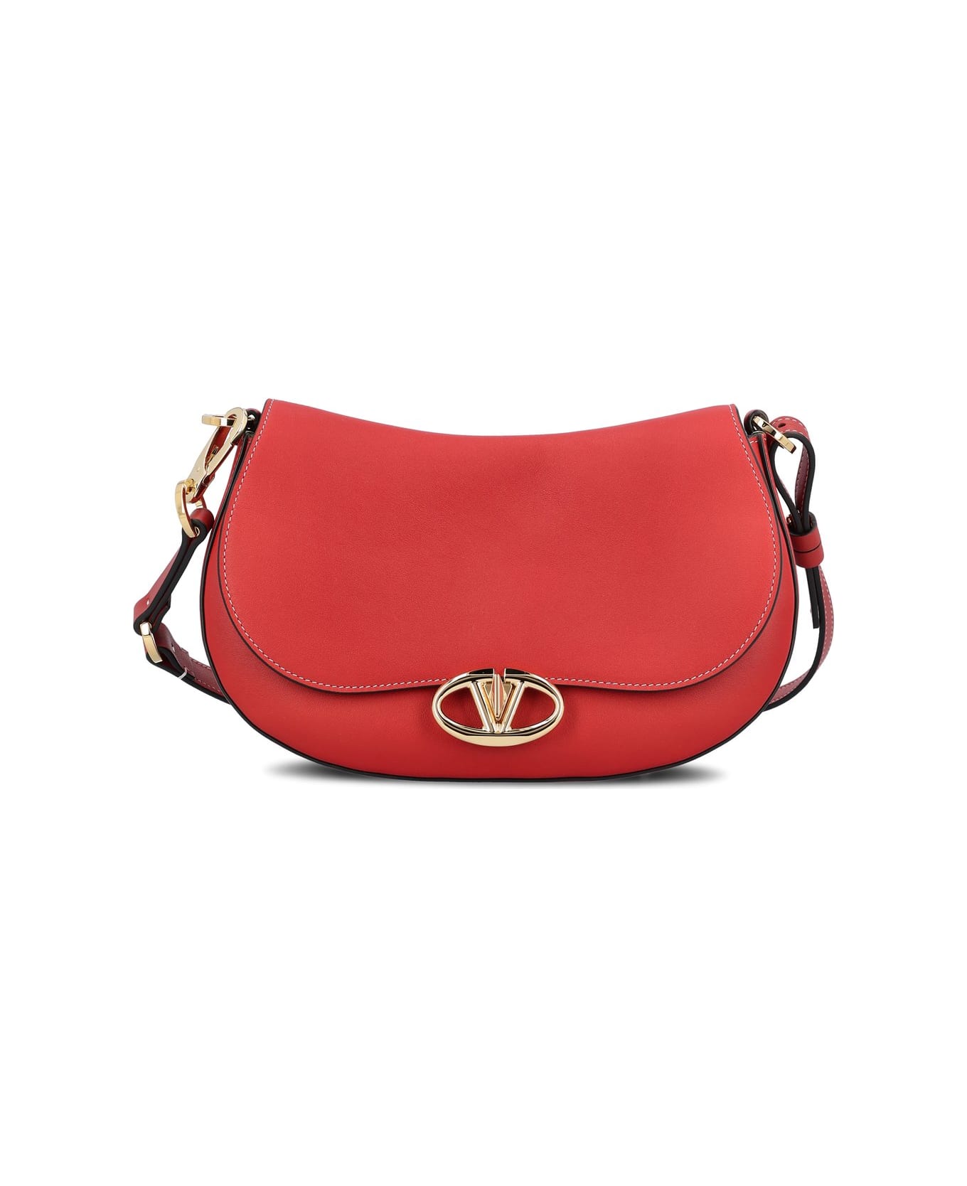 Valentino Garavani Ohval Foldover Top Small Shoulder Bag - Red