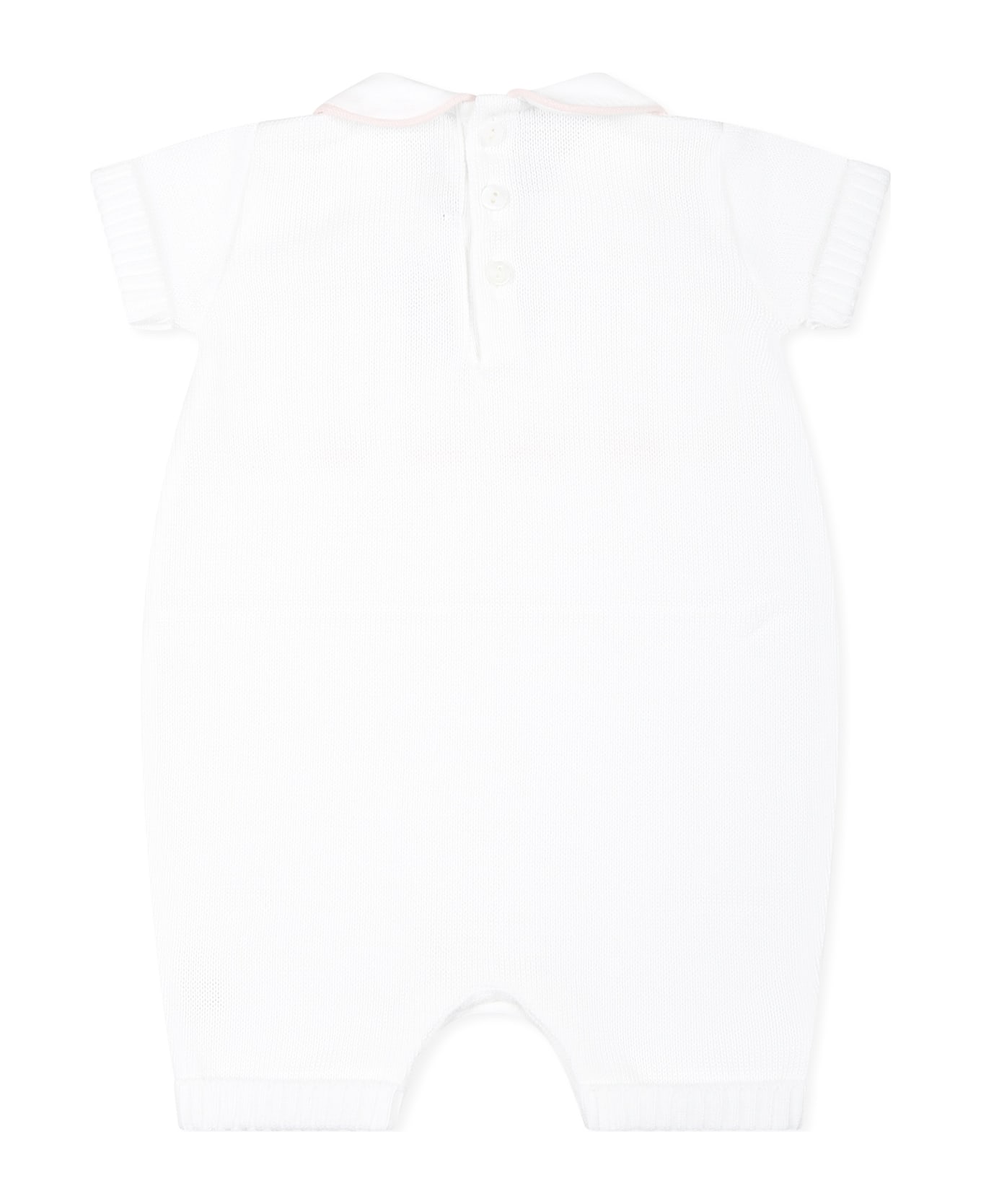 Little Bear White Romper For Baby Girl - White