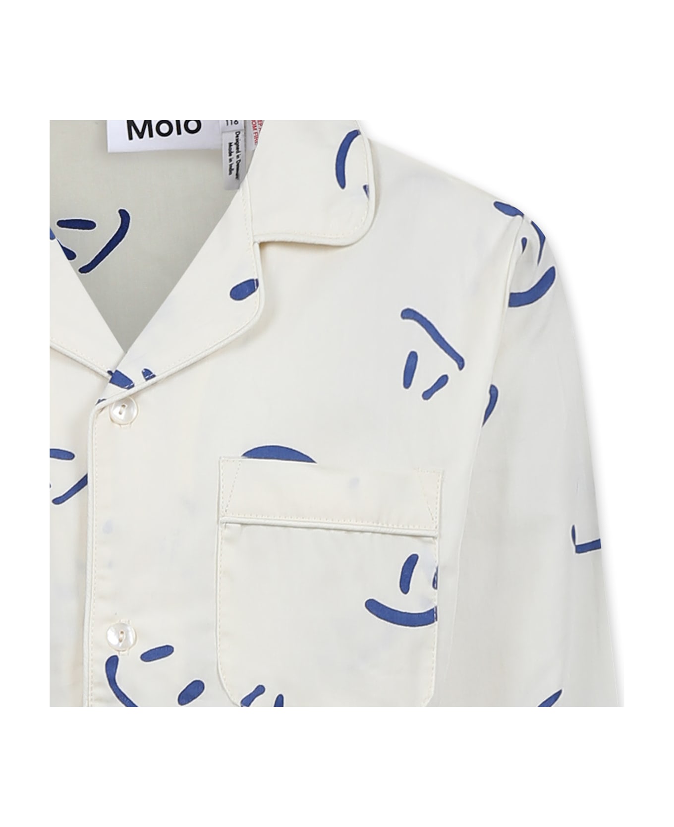 Molo Ivory Pyjamas For Kids With Smiley - Ivory