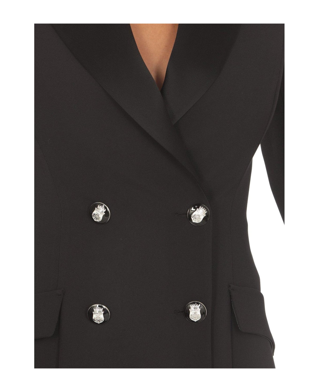 Elisabetta Franchi Double-breasted Blazer Dress - Black