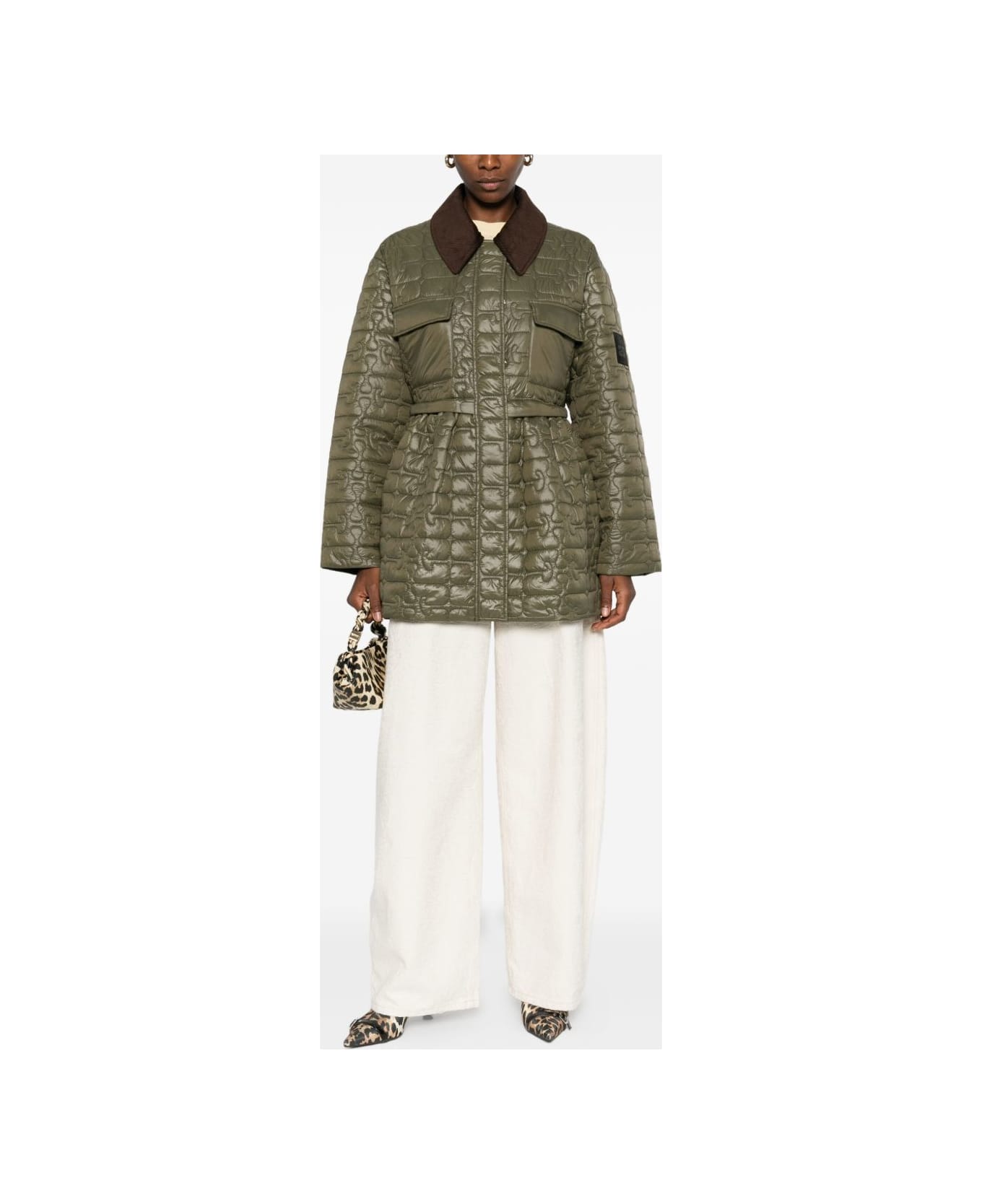 Ganni Recycled Nylon Quilted Jacket - Green