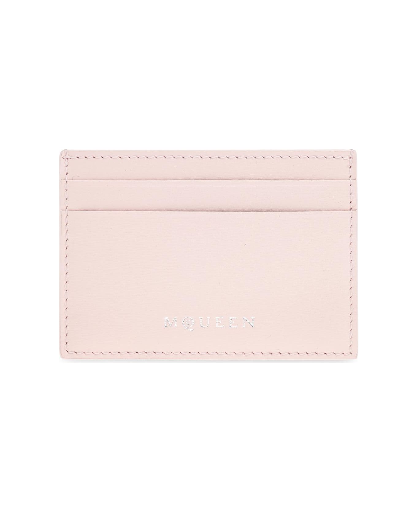 Alexander McQueen Leather Card Case - ROSE/SILVER