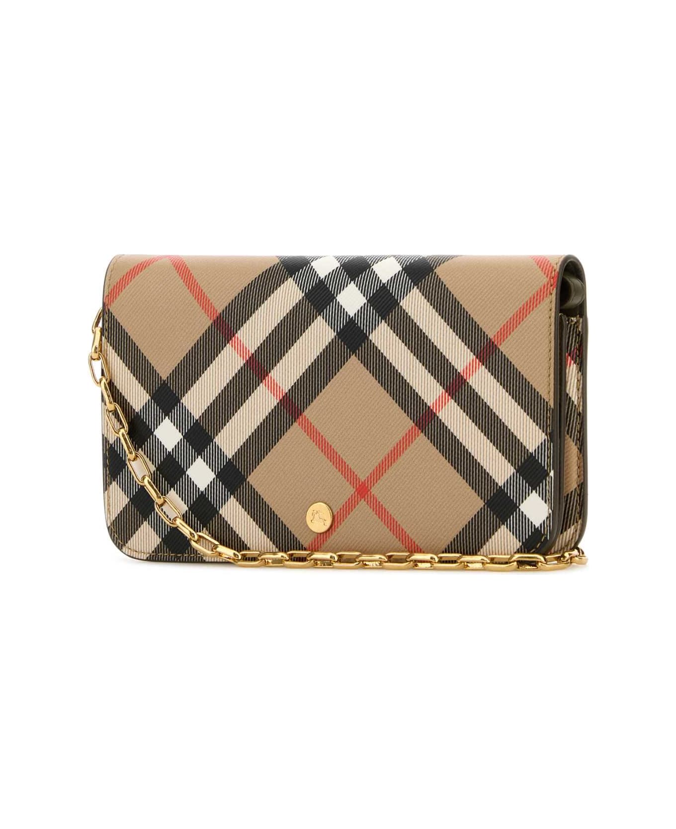 Burberry Printed Canvas Check Wallet - SAND