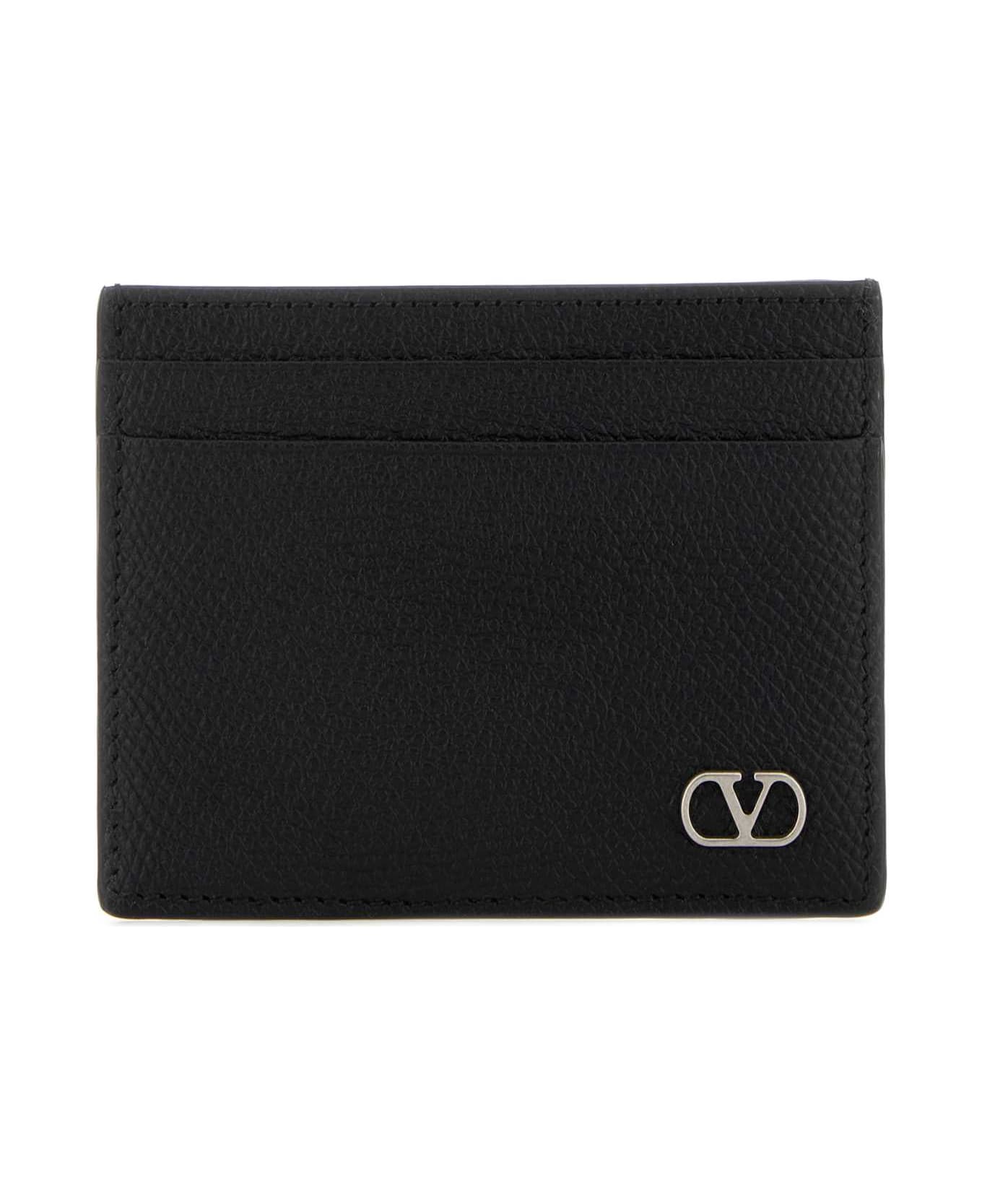 Valentino Garavani Black Leather Vlogo Signature Card Holder - NERO