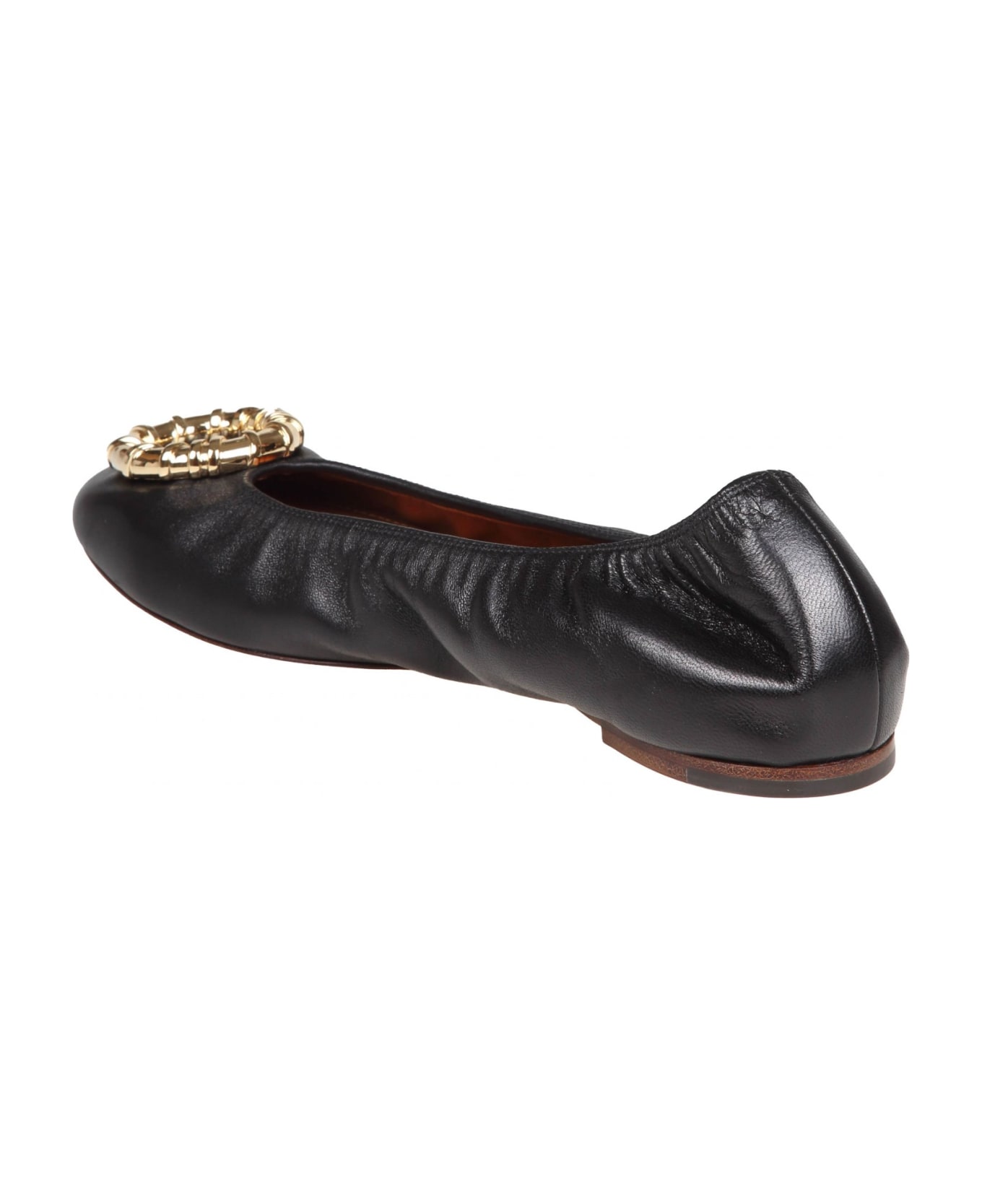 Lanvin Nappa Ballerina With Black Buckle - Black