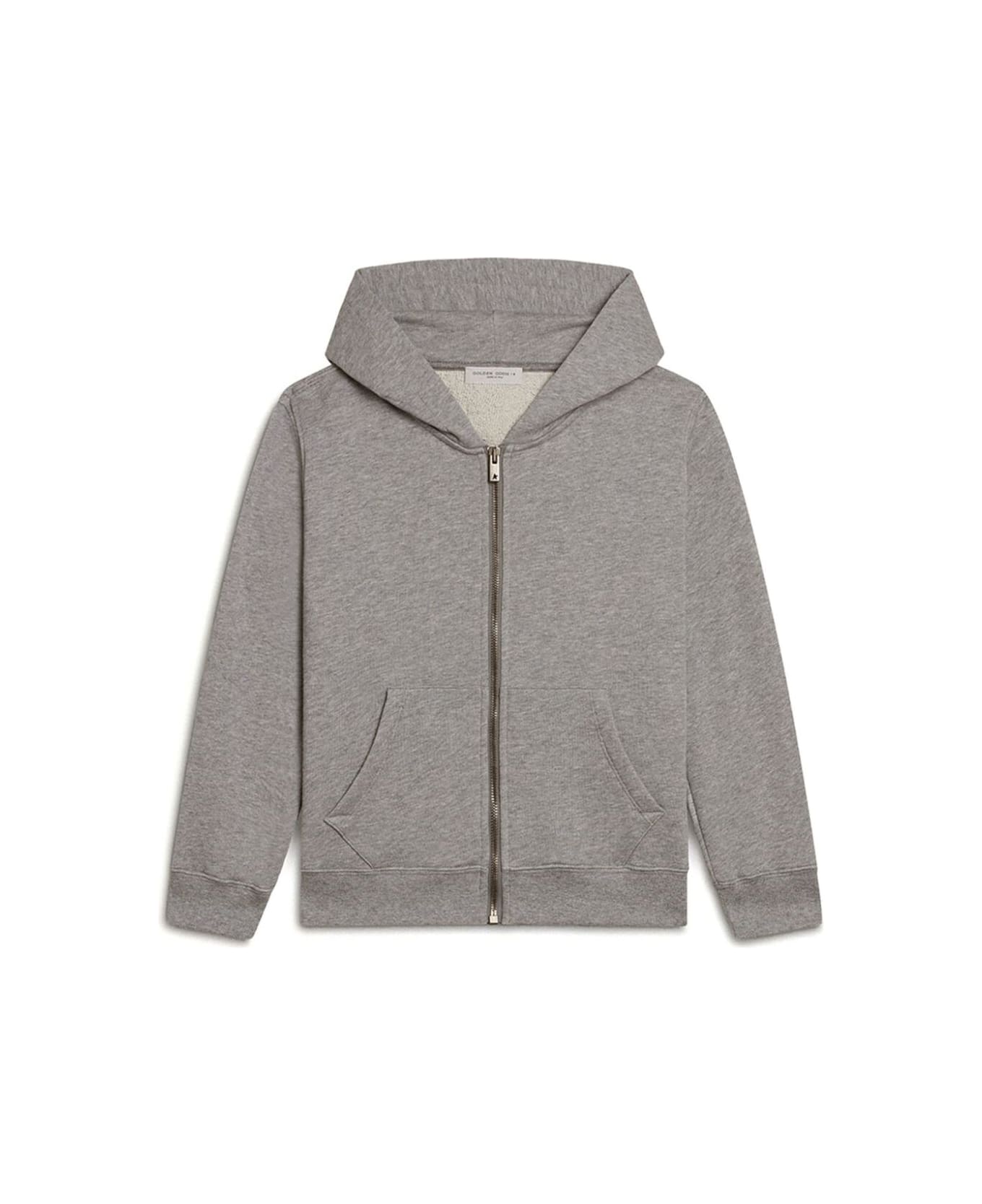 Golden Goose Grey Sweatshirt With Hood And Maxi Logo Print On The Rear In Cotton Boy - Grey