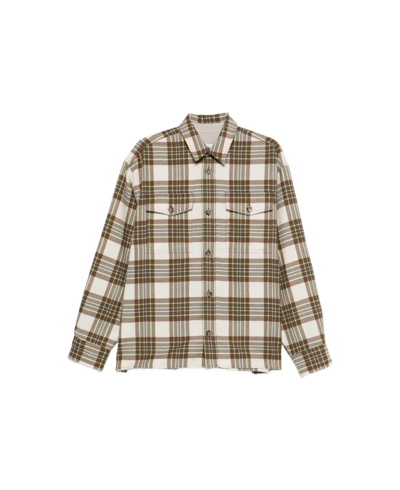 Ami Alexandre Mattiussi Wool Checked Overshirt - Beige