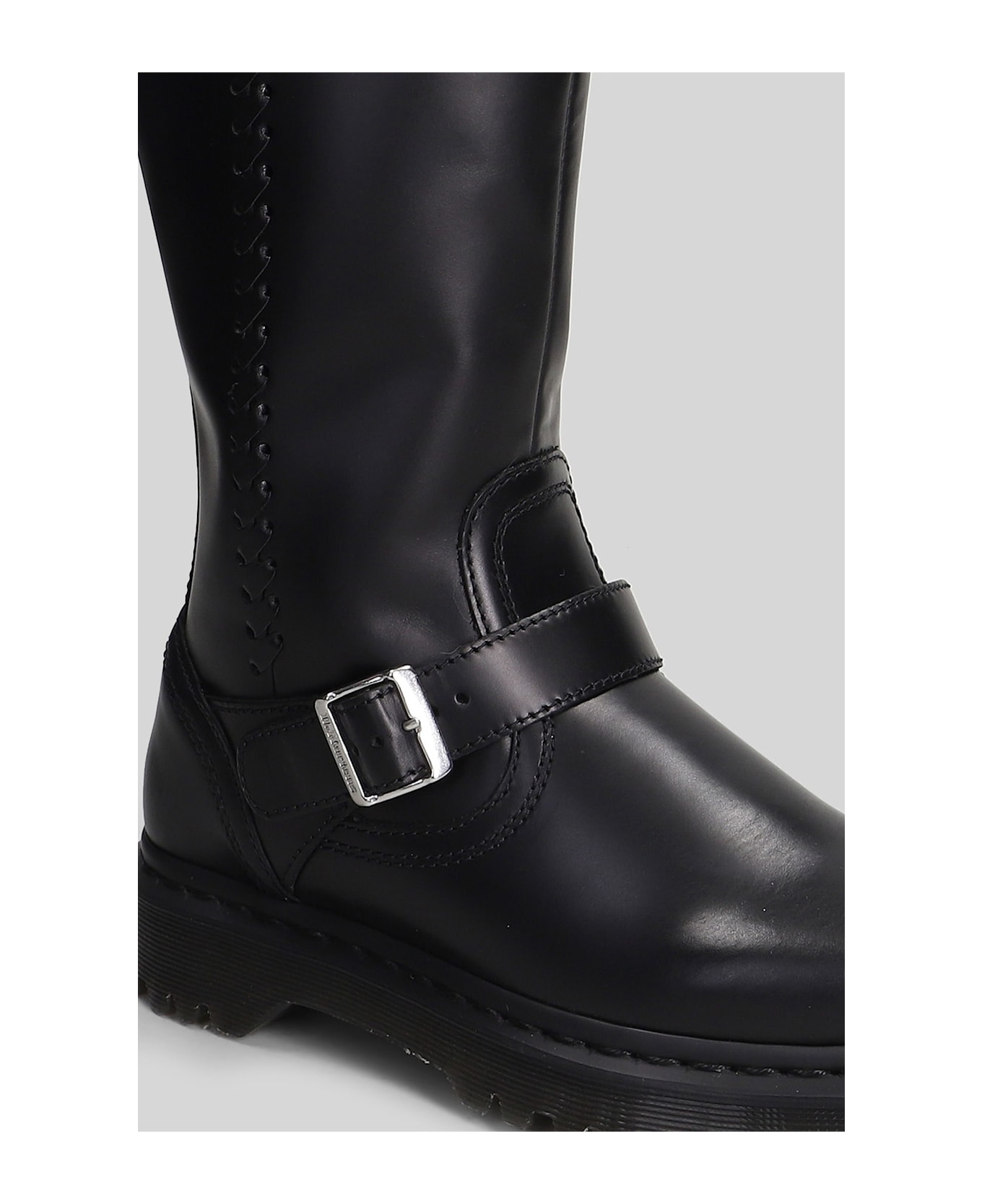 Dr. Martens Anistone Low Heels Boots In Black Leather - black