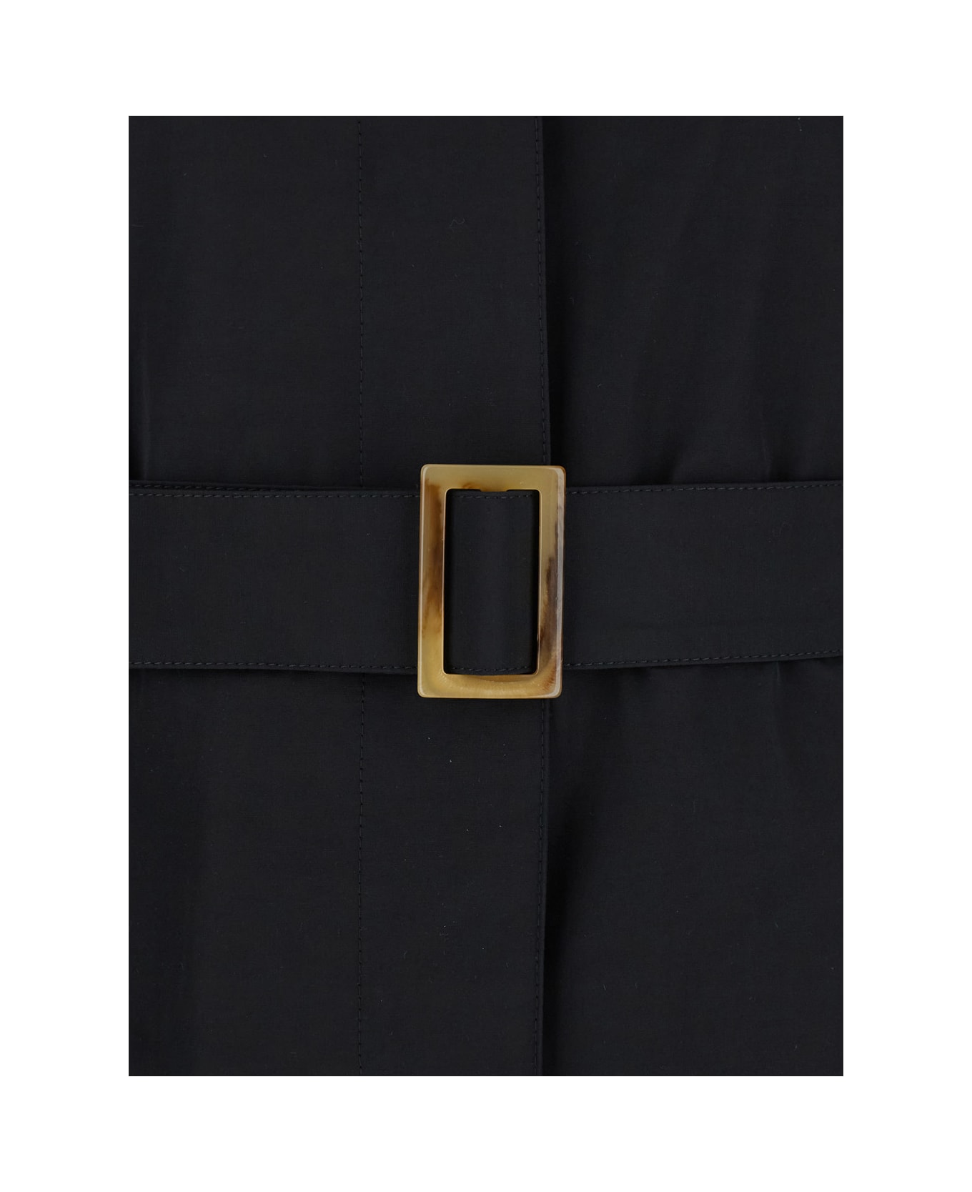Merci Black Trench Coat With Classic Collar And Adjustable Belt In Fabric Woman - Black