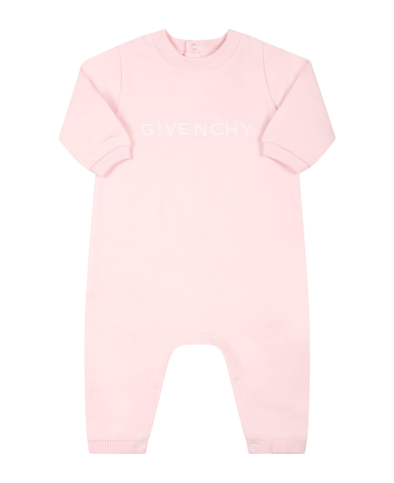 Givenchy Pink Babygrow For Baby Girl With Logo - Pink