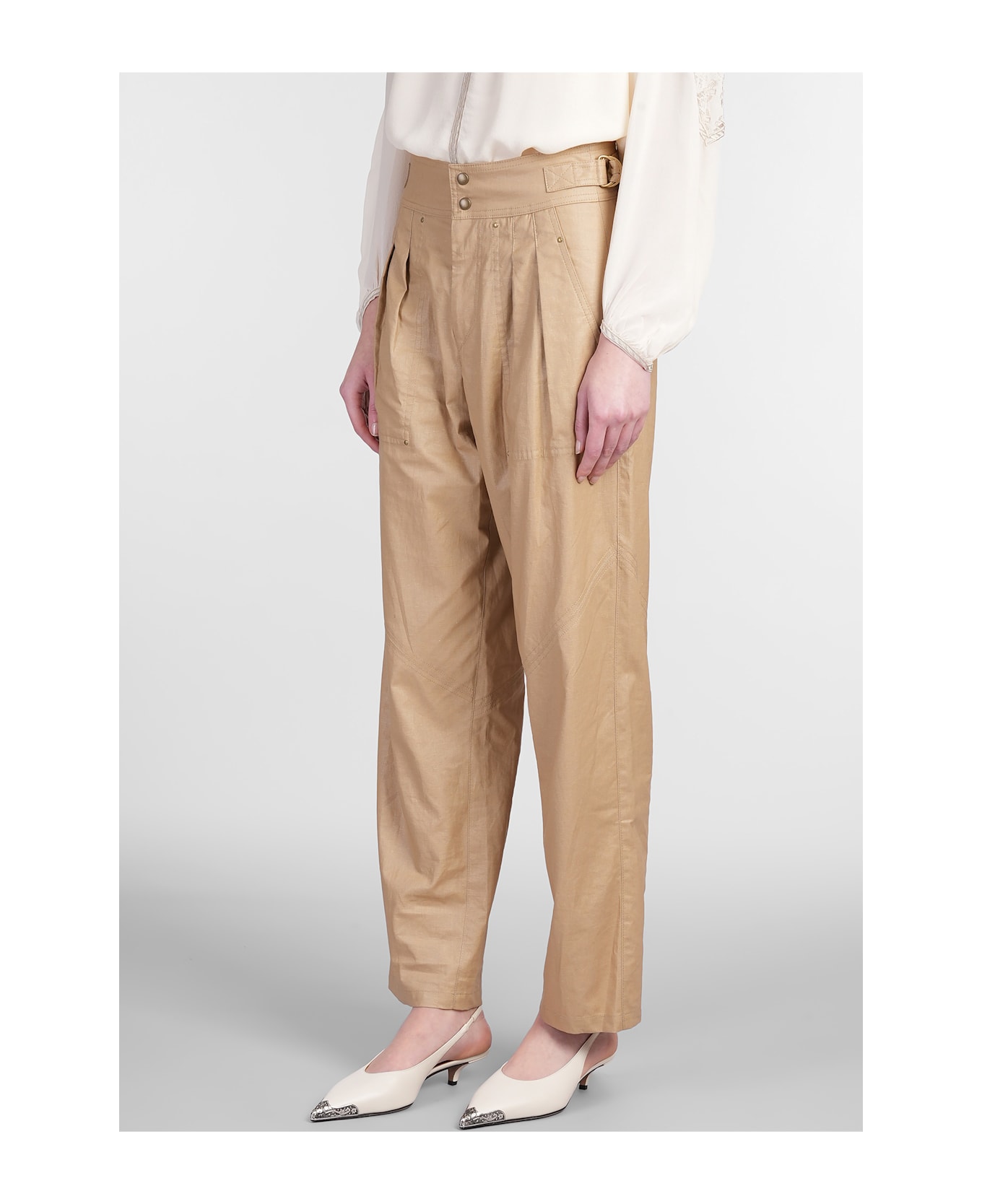 Isabel Marant Fidji Pants In Beige Linen - beige