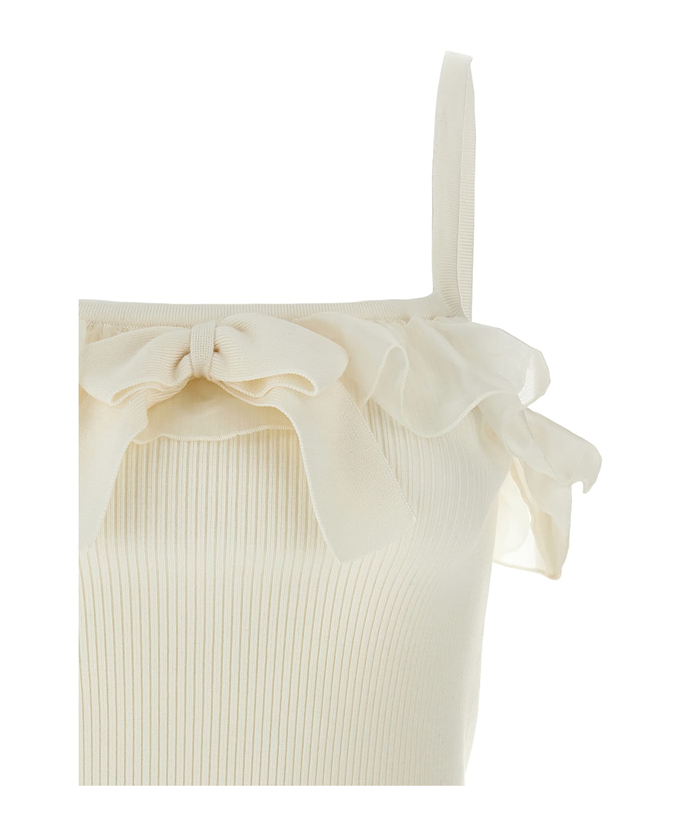Alessandra Rich Ruffle Top - White