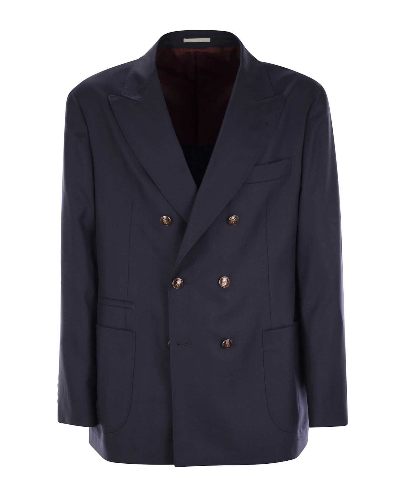 Brunello Cucinelli One-and-a-half-breasted Deconstructed Jacket In Virgin Wool - Blue