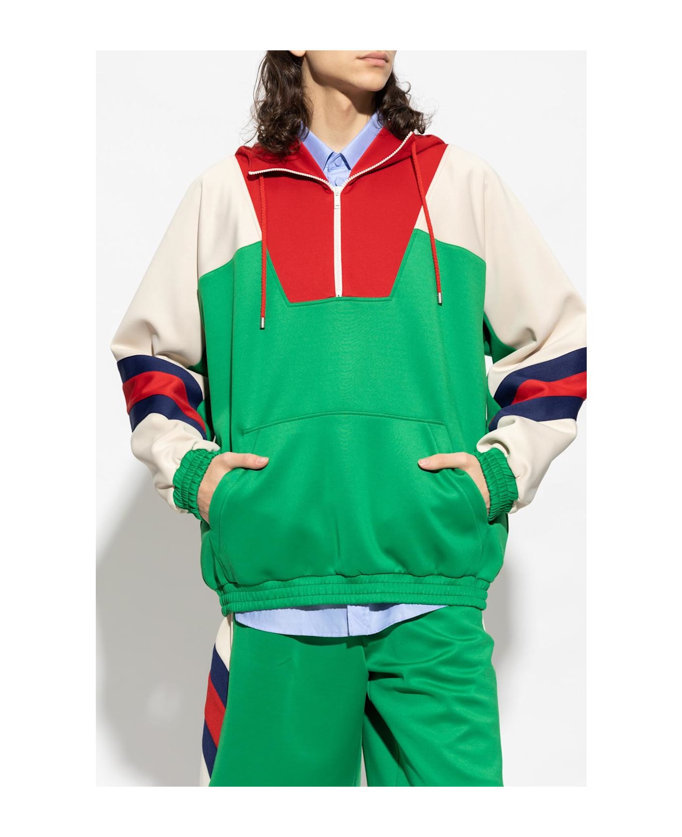 Gucci Hoodie With 'web' Stripe - MULTICOLOUR
