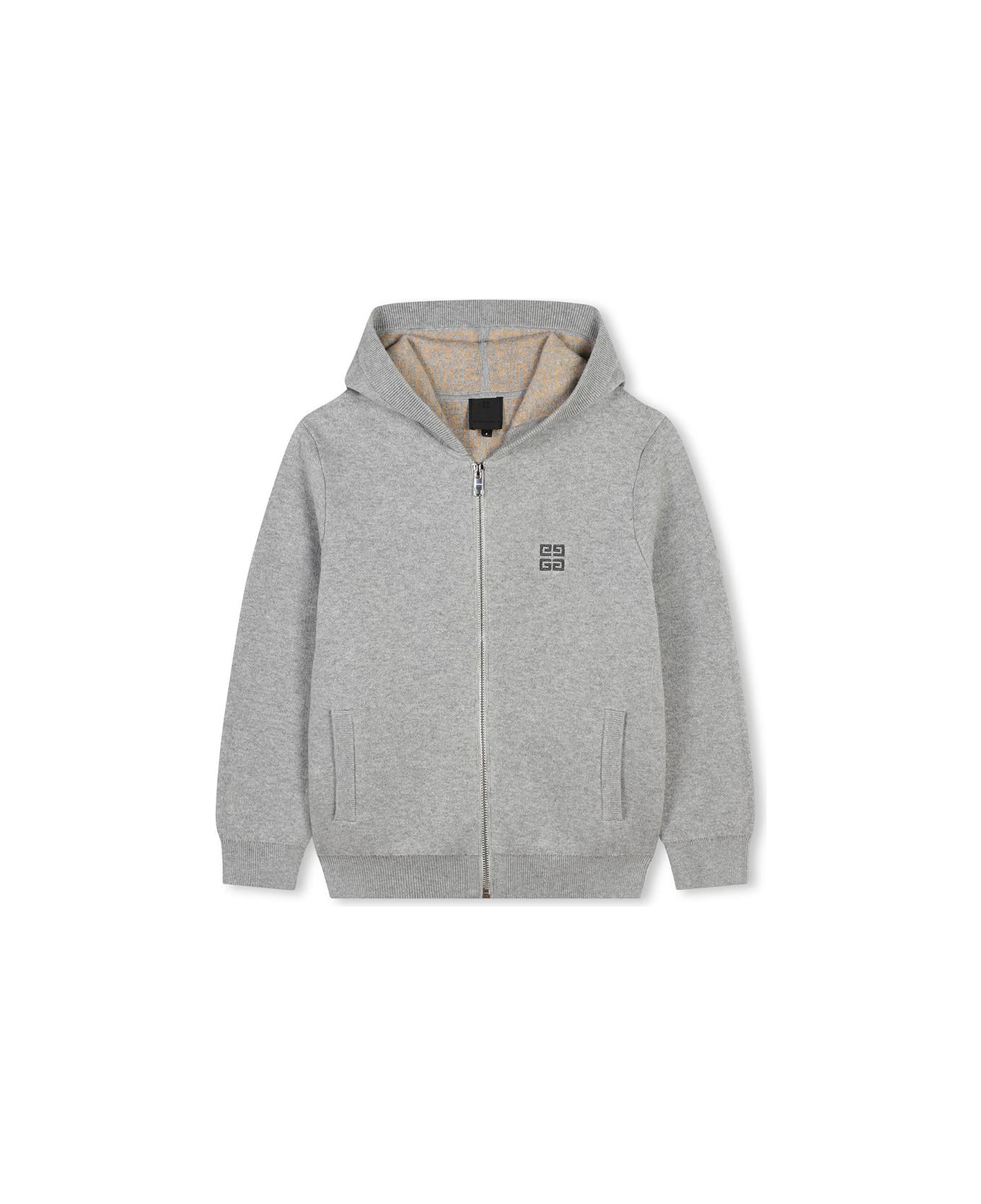 Givenchy Grey Zip-up Hoodie With 4g Motif - Grigio