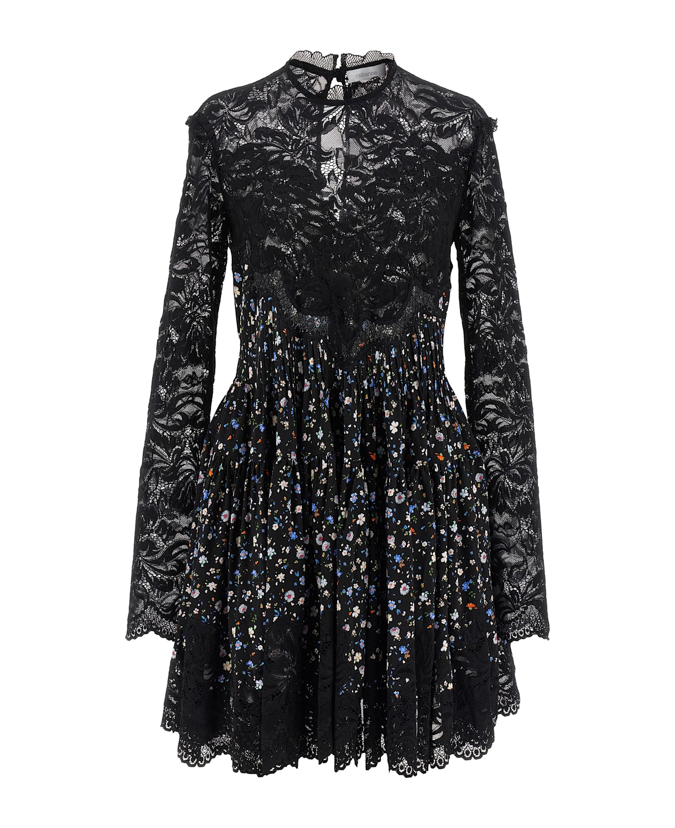 Paco Rabanne Floral Lace Dress - Black  
