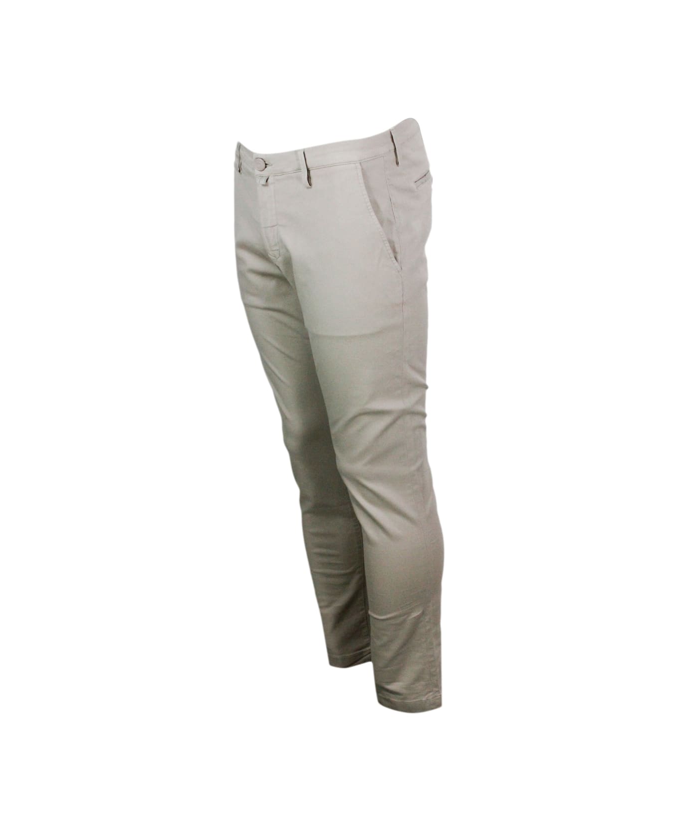 Jacob Cohen Luxury Edition Bobby Chino Trousers In Soft Stretch Cotton With Slant Pockets With Zip And Button Closure And Lacquered Button - Beige ボトムス