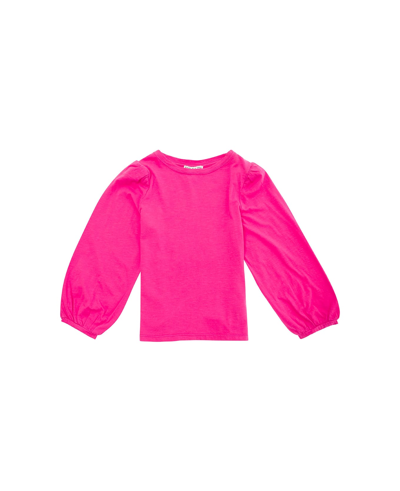 Emile Et Ida Fuchsia Top With Puff Sleeves In Bio Cotton Girl - Fuxia Tシャツ＆ポロシャツ