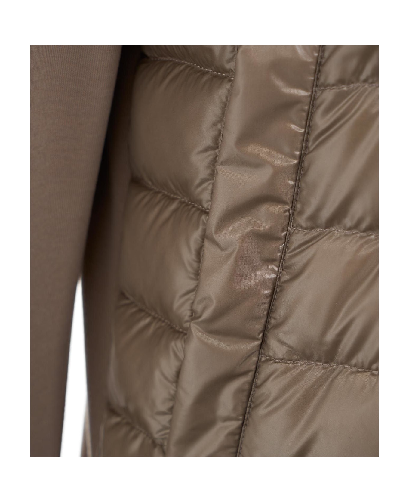 Herno Quilted Knitted-panel Down Jacket - Tortora Chiaro