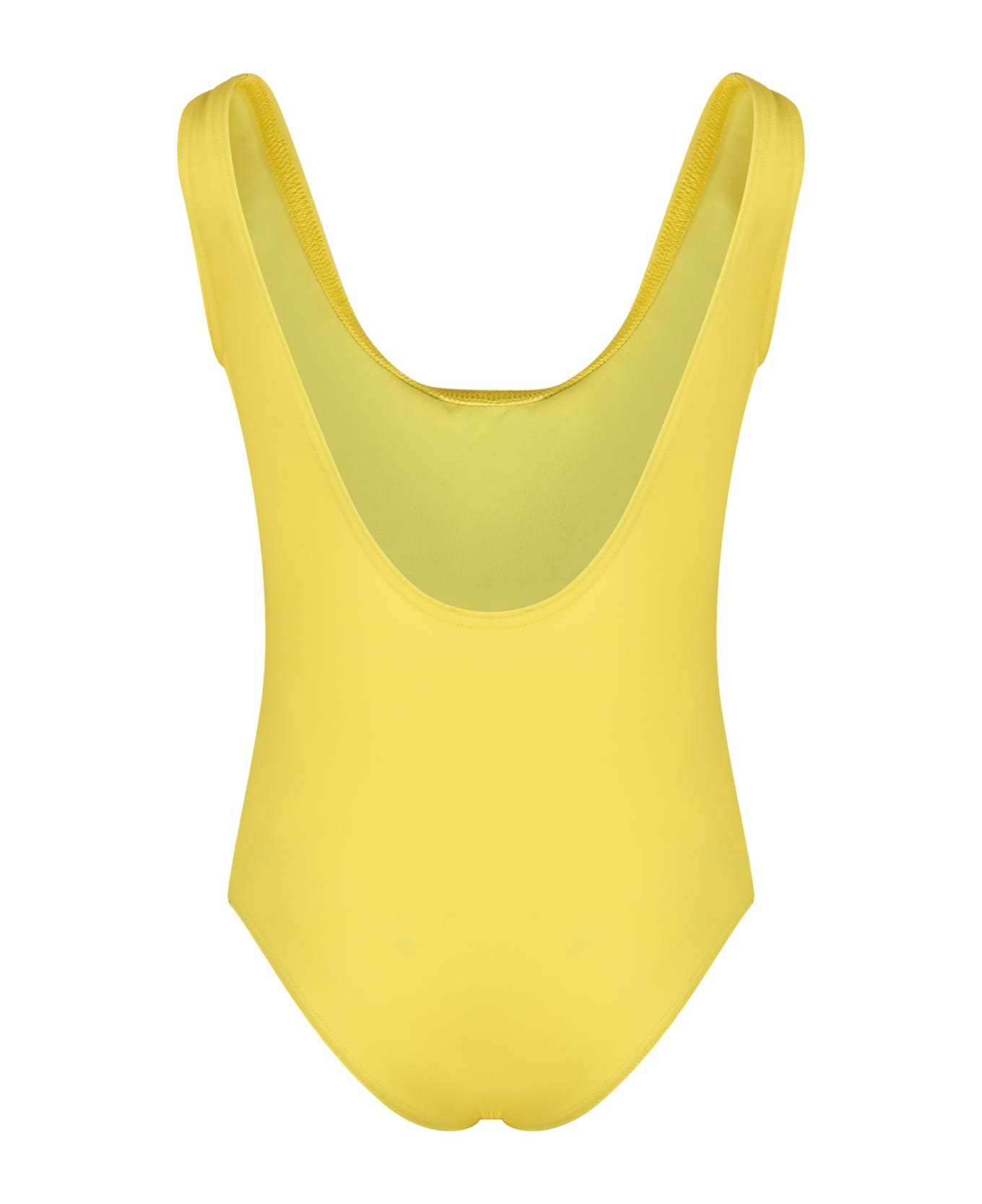 Moschino Yellow Swimsuit For Girl With Logo - Yellow