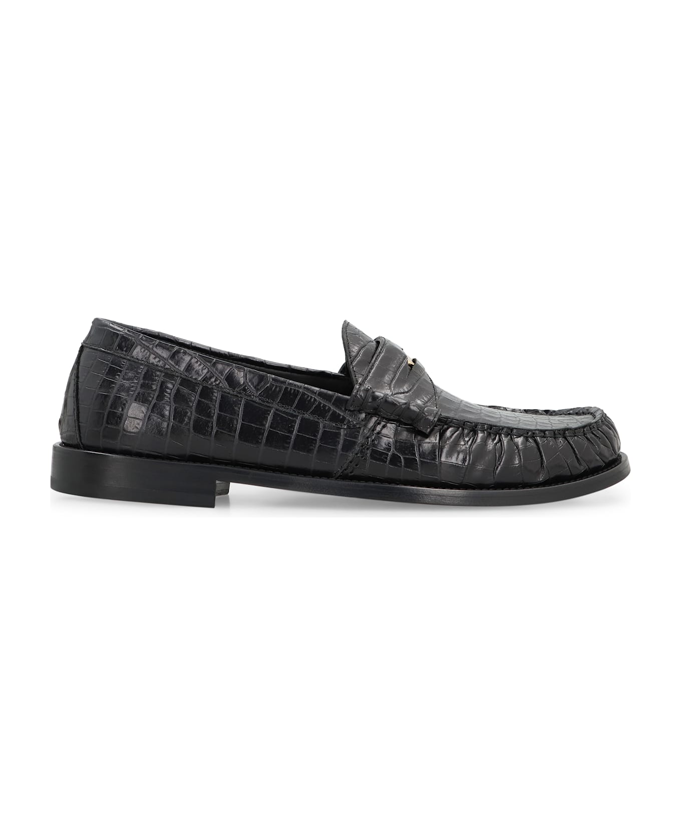 Rhude Printed Leather Loafers - black