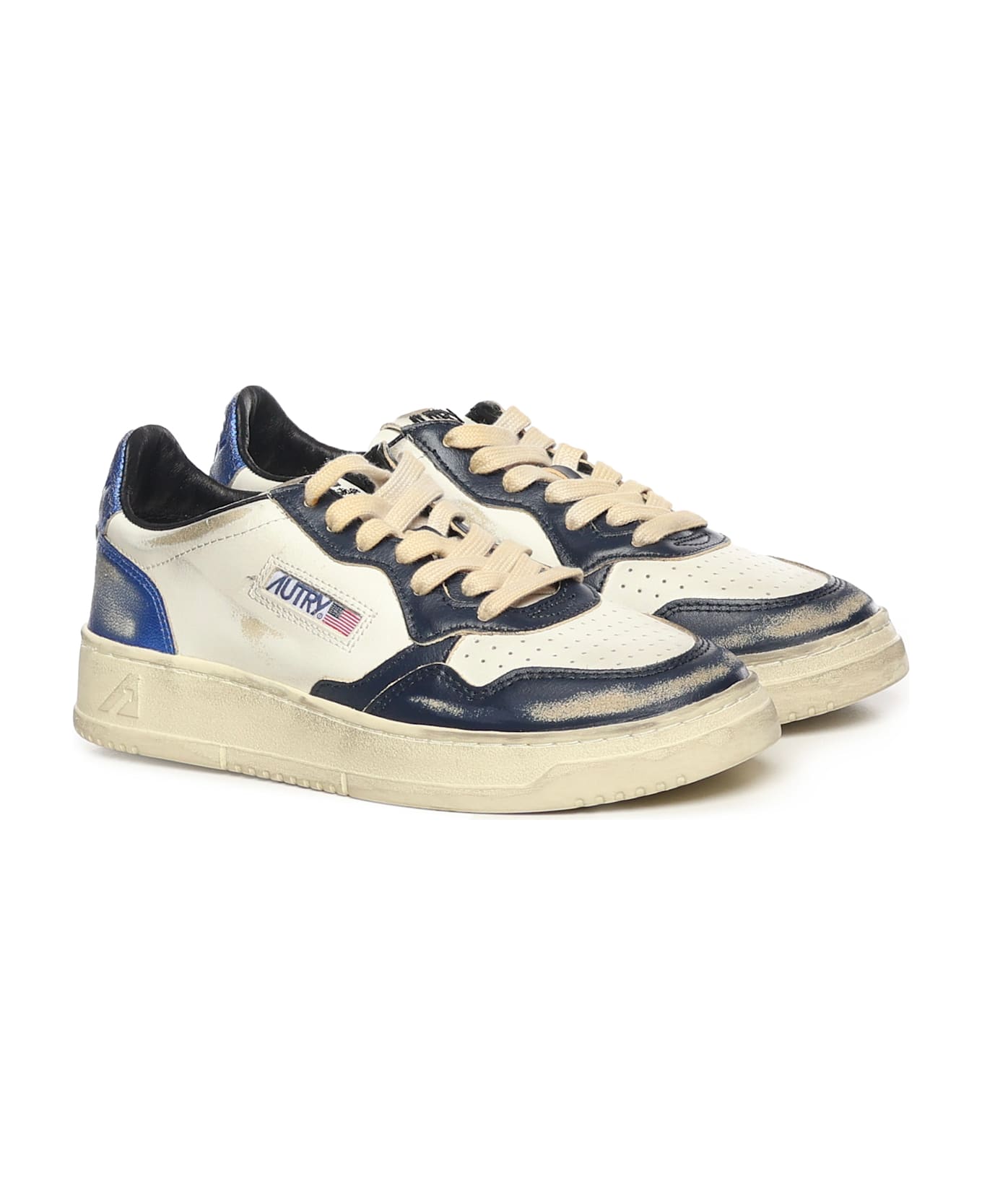 Autry Medalist Low Sneakers - White-Light Blue-Navy Blue