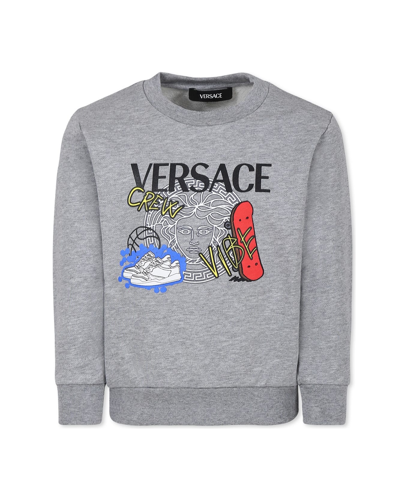 Versace Grey Sweatshirt For Boy With Logo - Grey