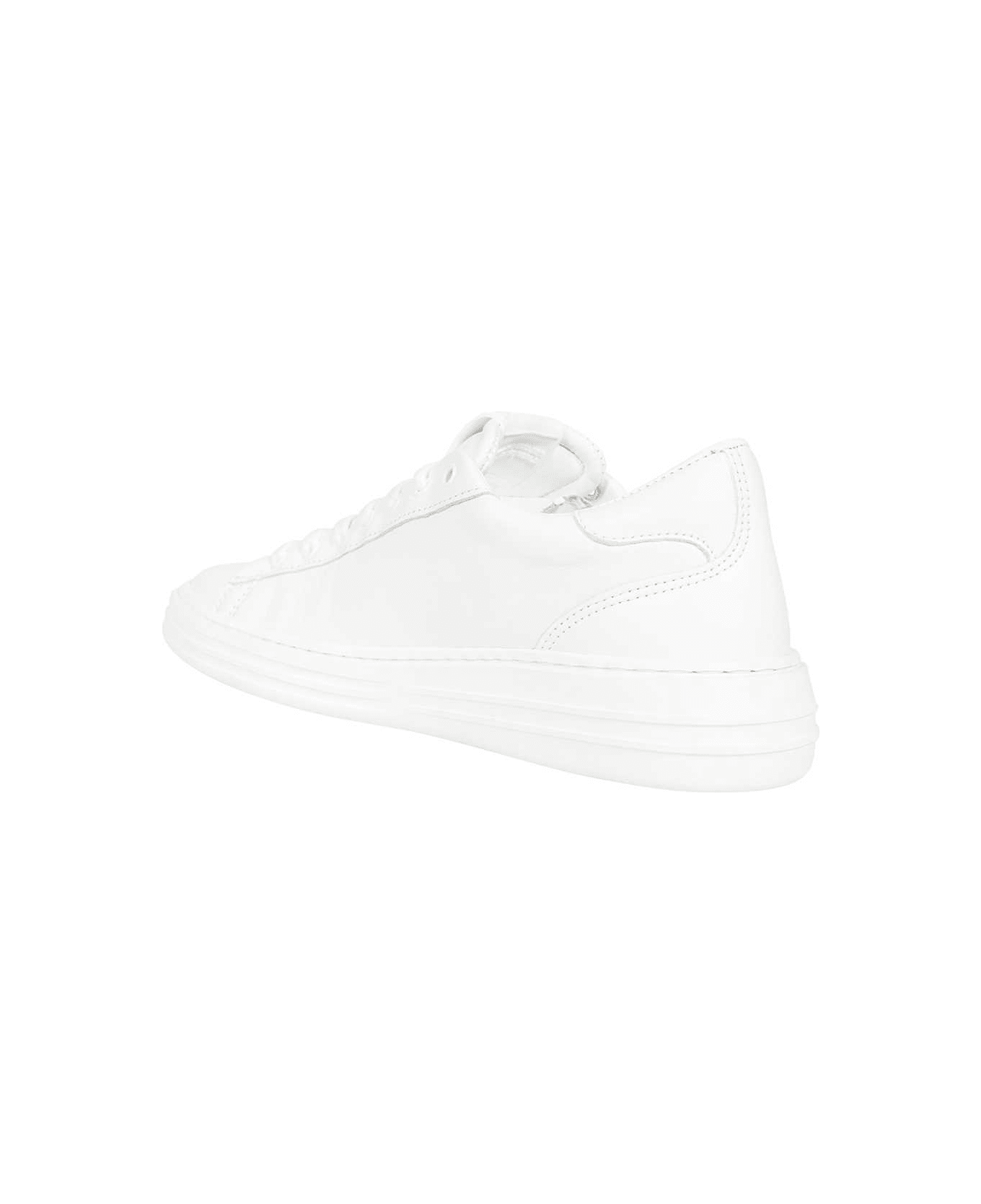 MSGM Logo Detail Leather Sneakers - White