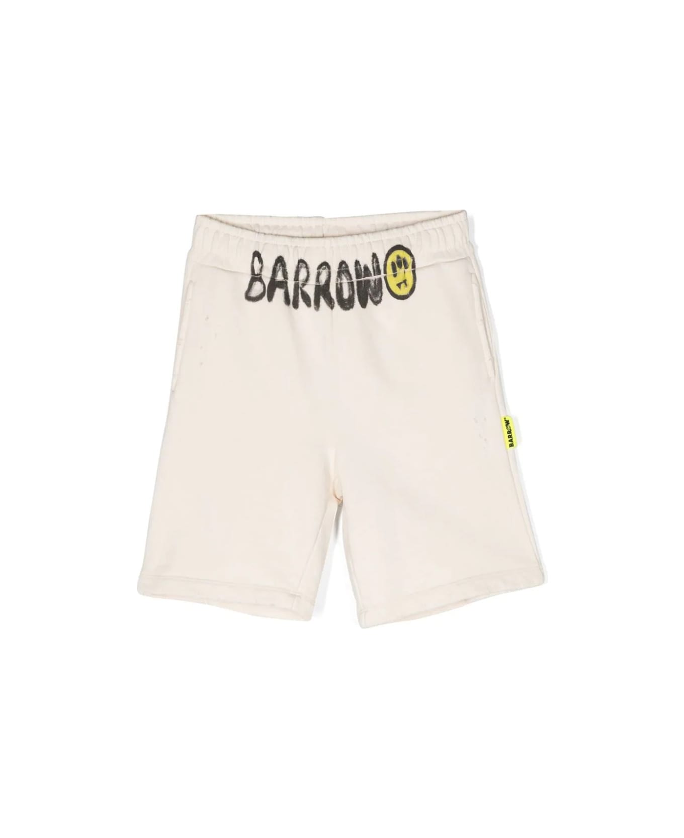 Barrow Beige Cotton Shorts With Logo - Crema