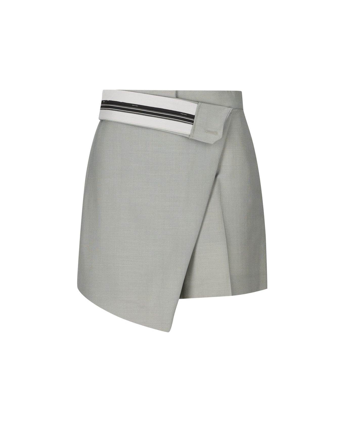 Fendi Asymmetrical Layered Shorts - Grey