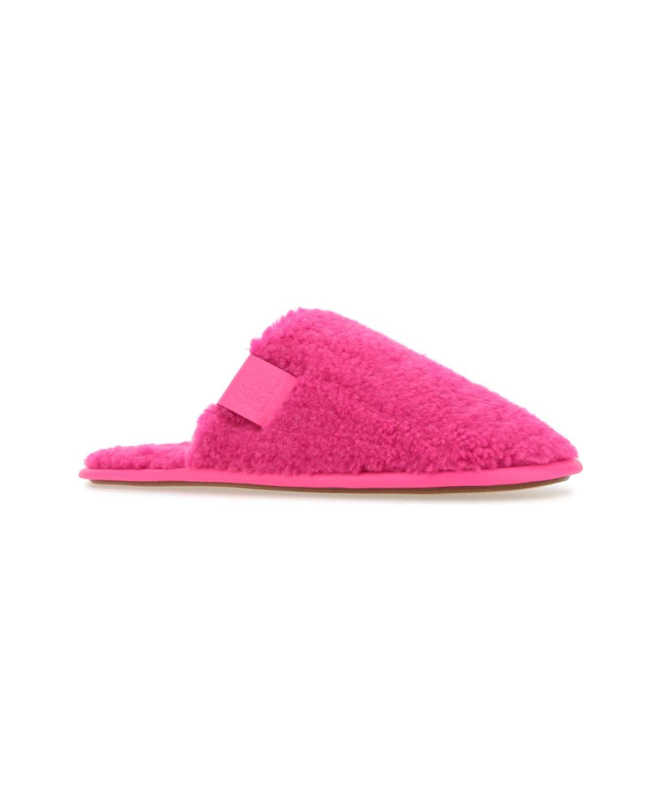 Loewe Fluo Pink Pile Slippers - NEONPINK