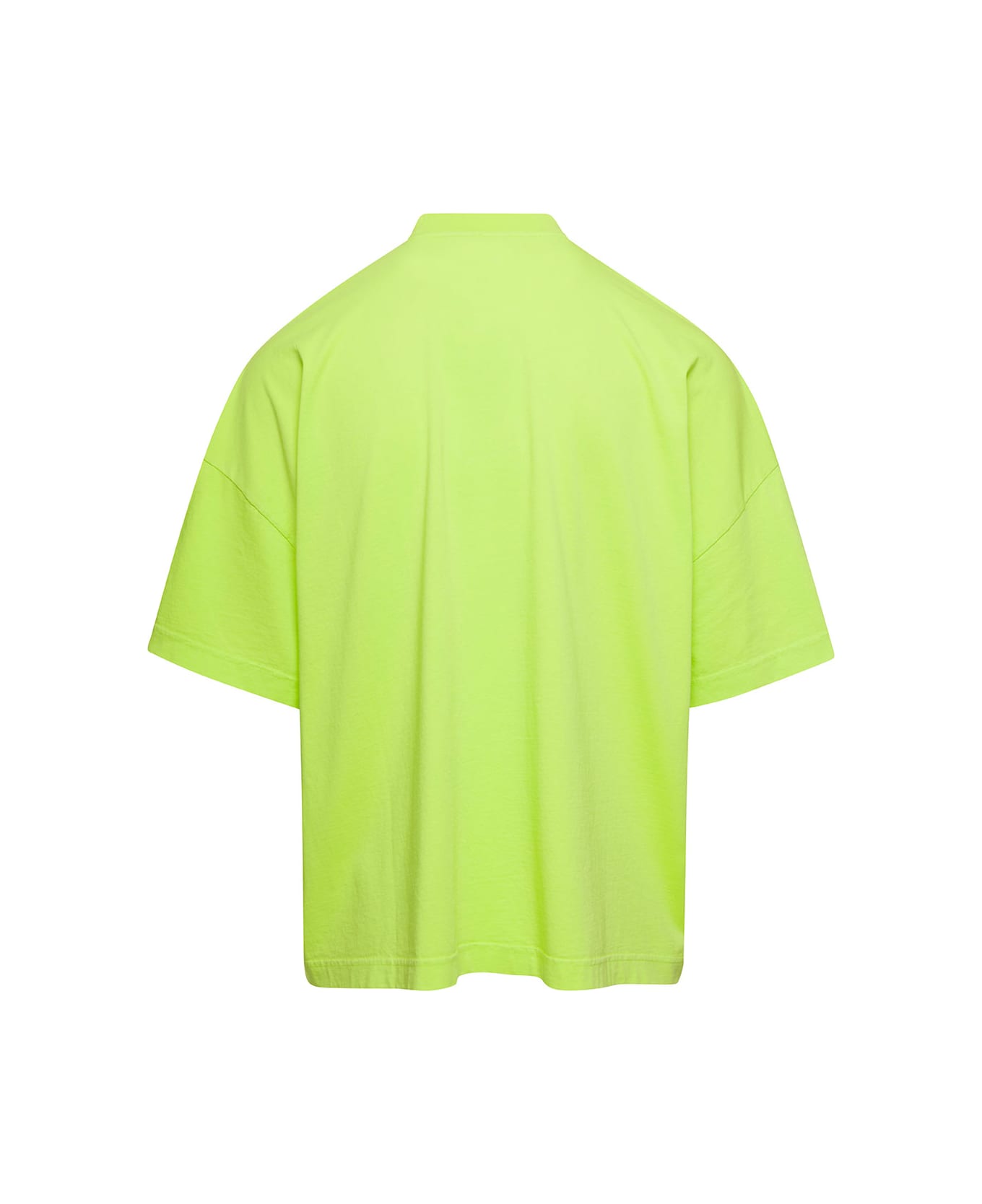Bonsai Oversized Acid Green T-shirt With Logo Print In Cotton Man - Green