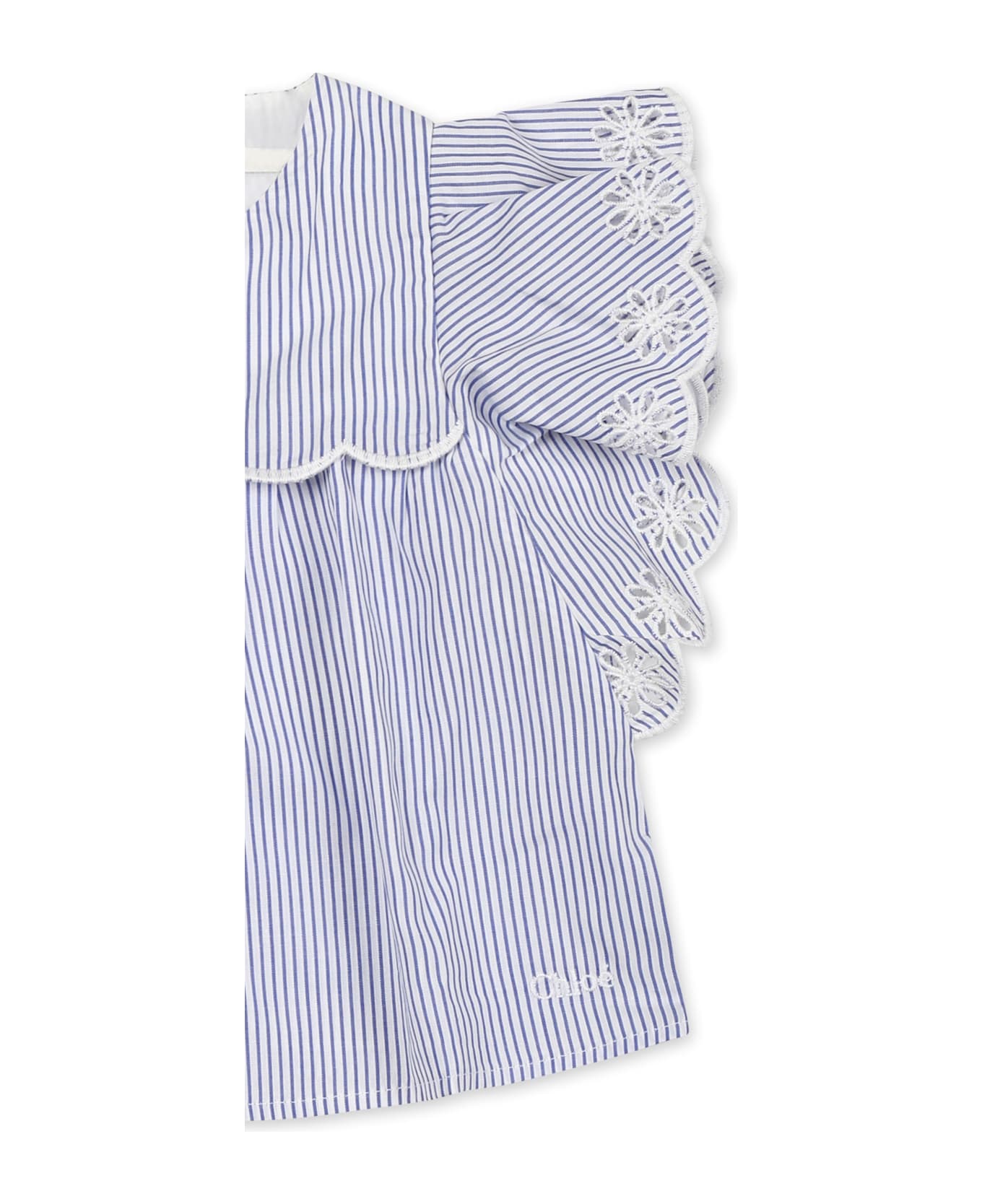Chloé Light Blue Top For Baby Girl With Flowers - Light Blue